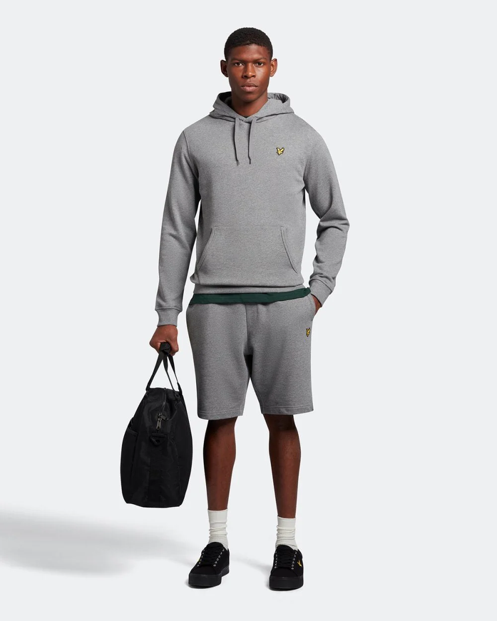 Lyle & Scott Mens Pullover Hoodie - T28 Mid Grey Marl - Image 3