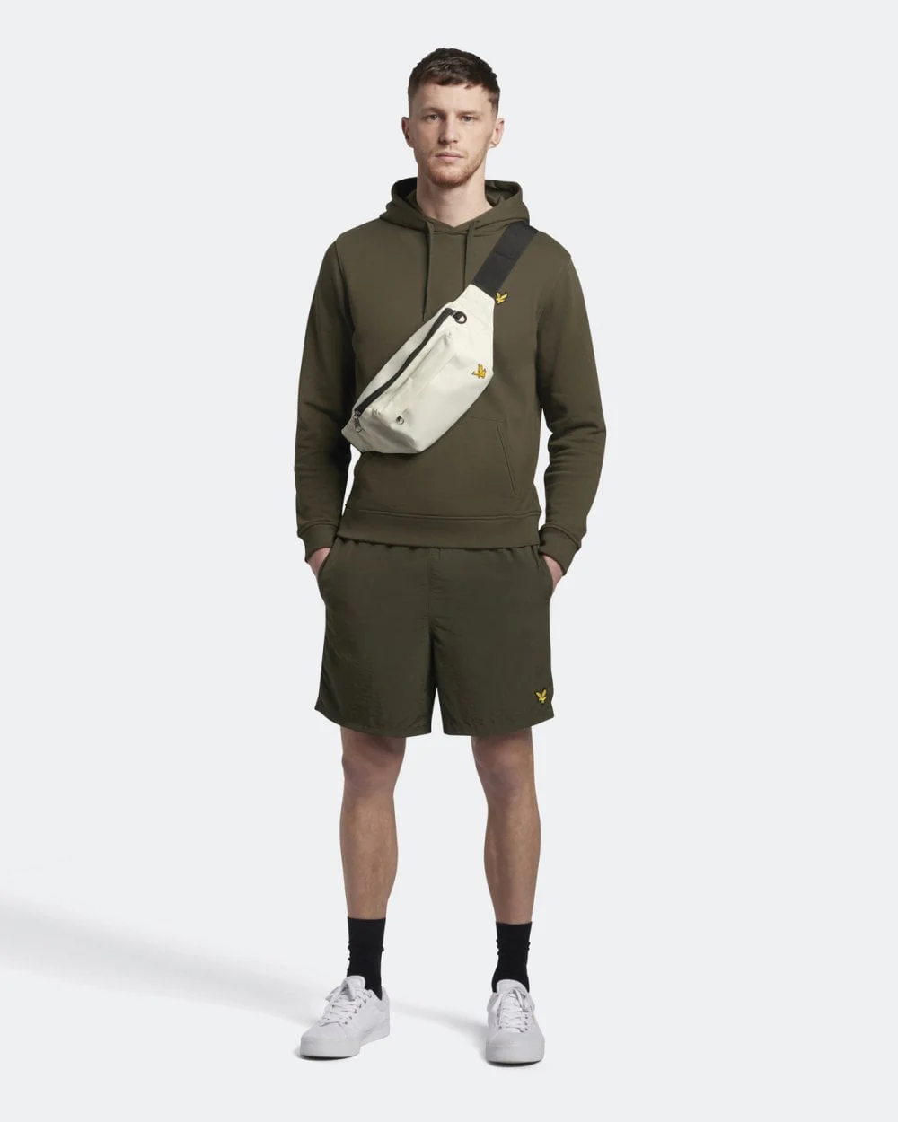 Lyle & Scott Mens Pullover Hoodie - W485 Olive - Image 3