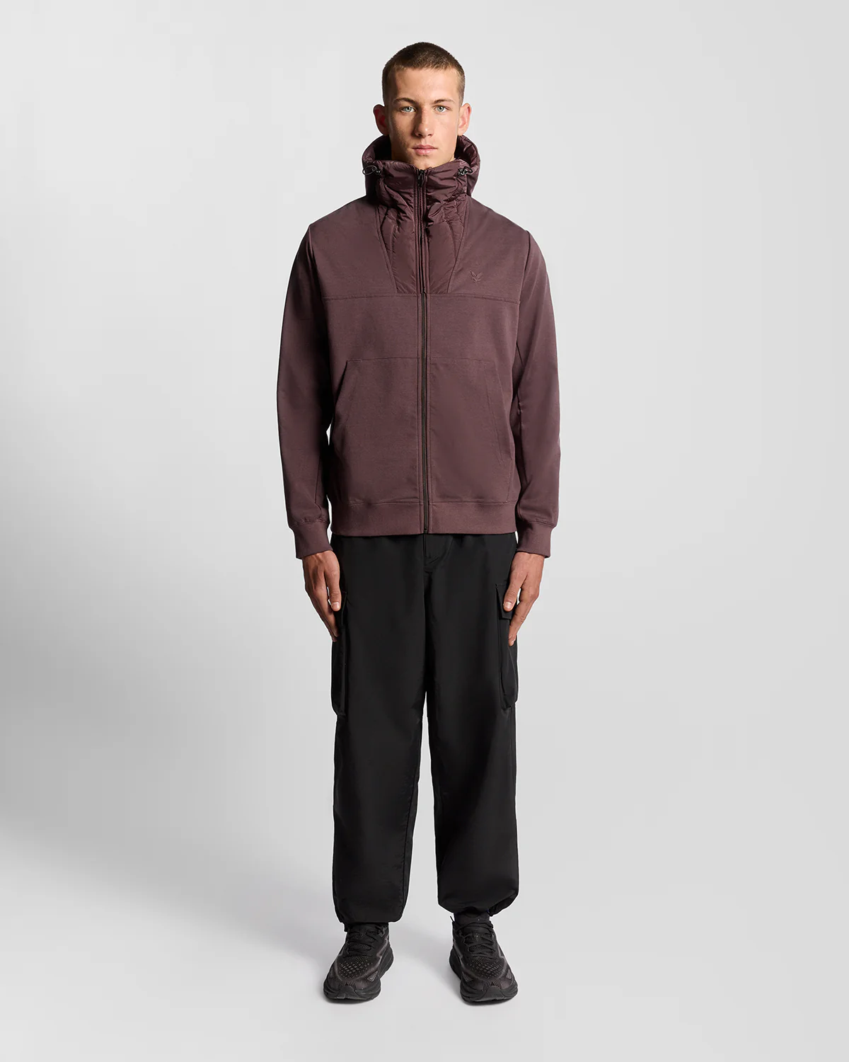 Lyle & Scott Panelled Hybrid Jacket - X863 Espresso - Image 3