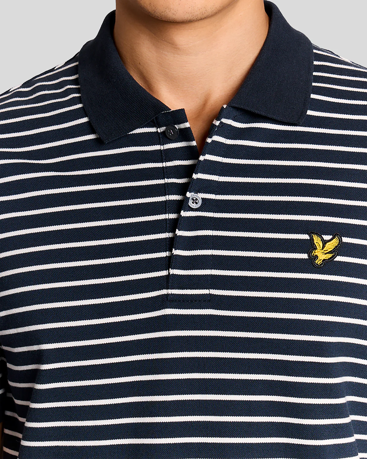 Lyle & Scott Pique Breton Mens Polo Shirt - W403 Dark Navy/White - Image 2