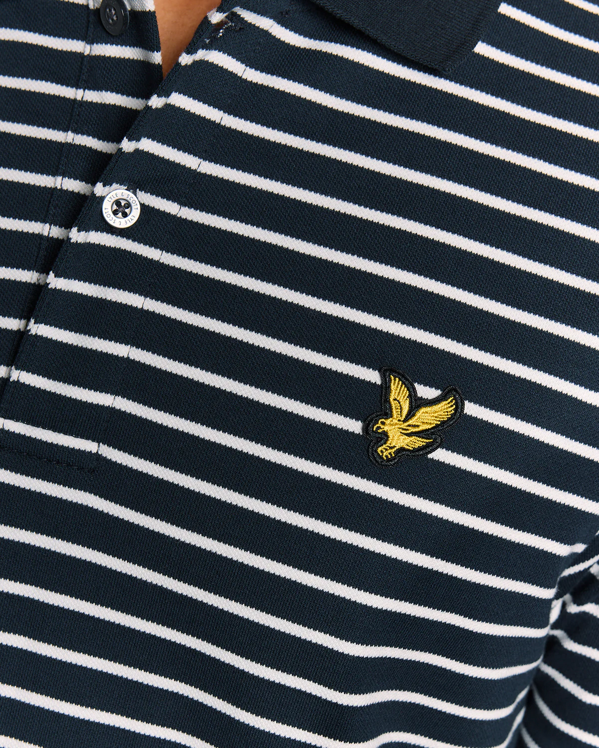 Lyle & Scott Pique Breton Mens Polo Shirt - W403 Dark Navy/White - Image 4