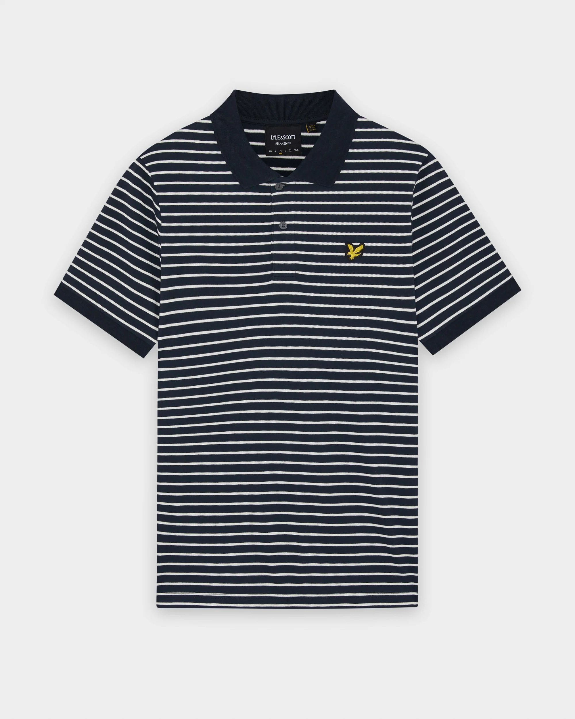 Lyle & Scott Pique Breton Mens Polo Shirt - W403 Dark Navy/White - Image 6