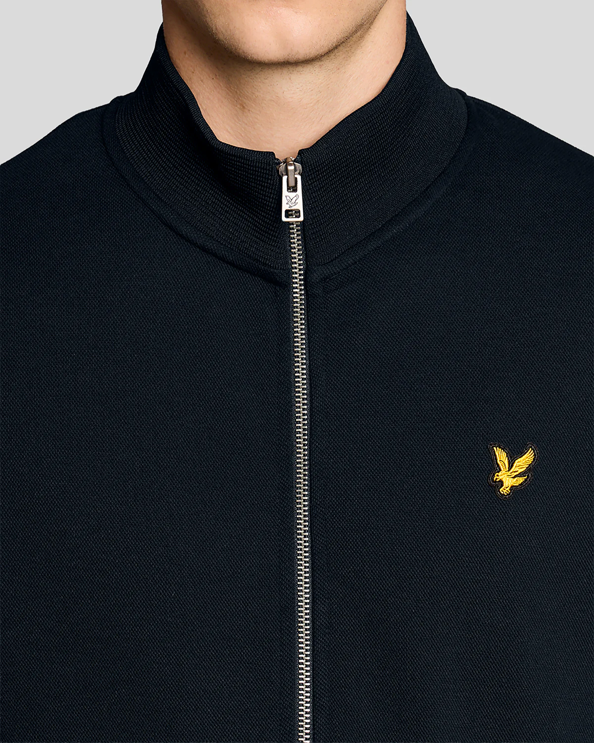 Lyle & Scott Pique Mens Full Zip Sweatshirt - Z271 Dark Navy - Image 2