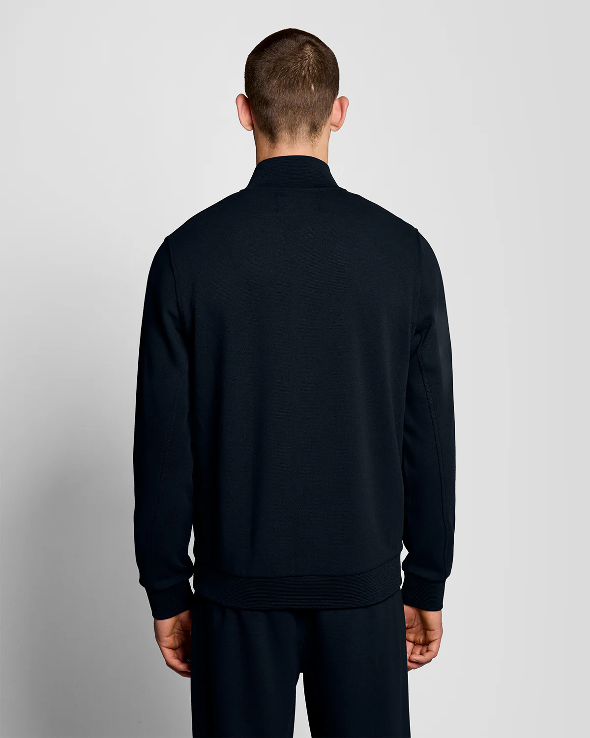 Lyle & Scott Pique Mens Full Zip Sweatshirt - Z271 Dark Navy - Image 4