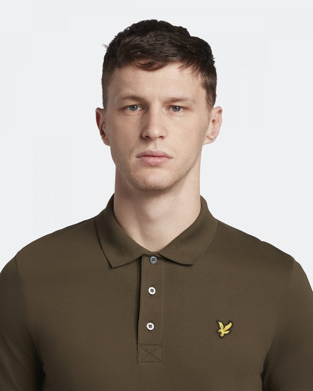 Lyle & Scott Plain Mens Polo Shirt - W485 Olive - Image 2