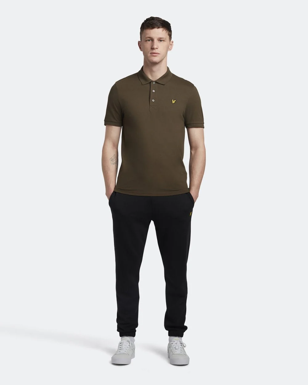 Lyle & Scott Plain Mens Polo Shirt - W485 Olive - Image 3