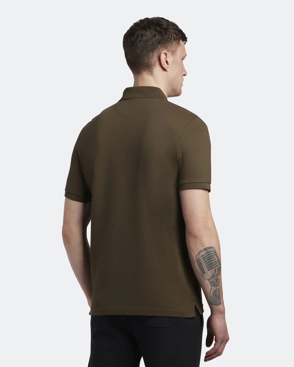 Lyle & Scott Plain Mens Polo Shirt - W485 Olive - Image 4