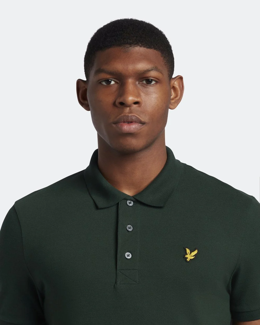 Lyle & Scott Plain Mens Polo Shirt - W486 Dark Green - Image 2