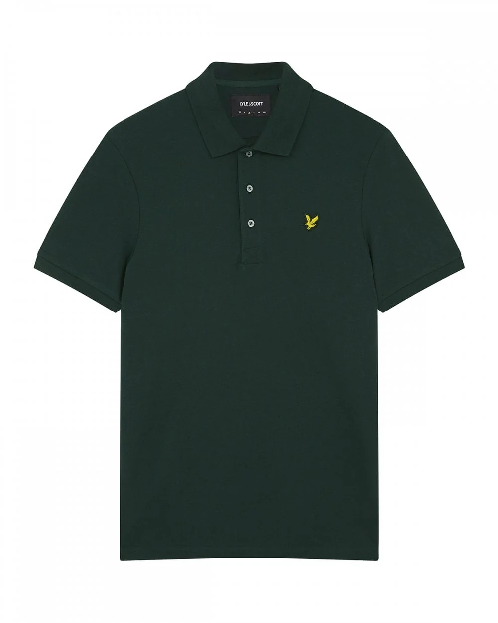 Lyle & Scott Plain Mens Polo Shirt - W486 Dark Green - Image 5