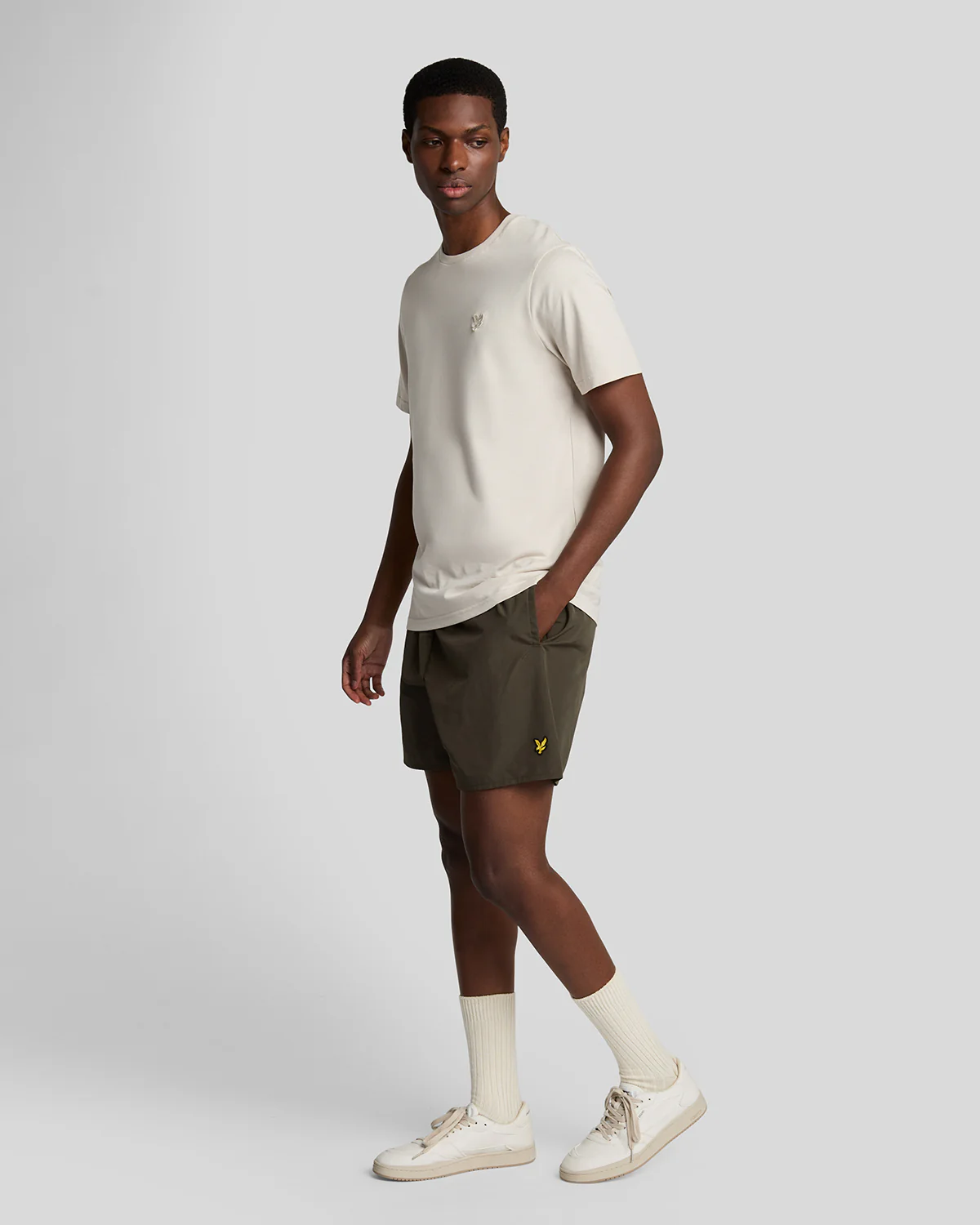 Lyle & Scott Plain Mens Swim Shorts - W485 Olive - Image 3