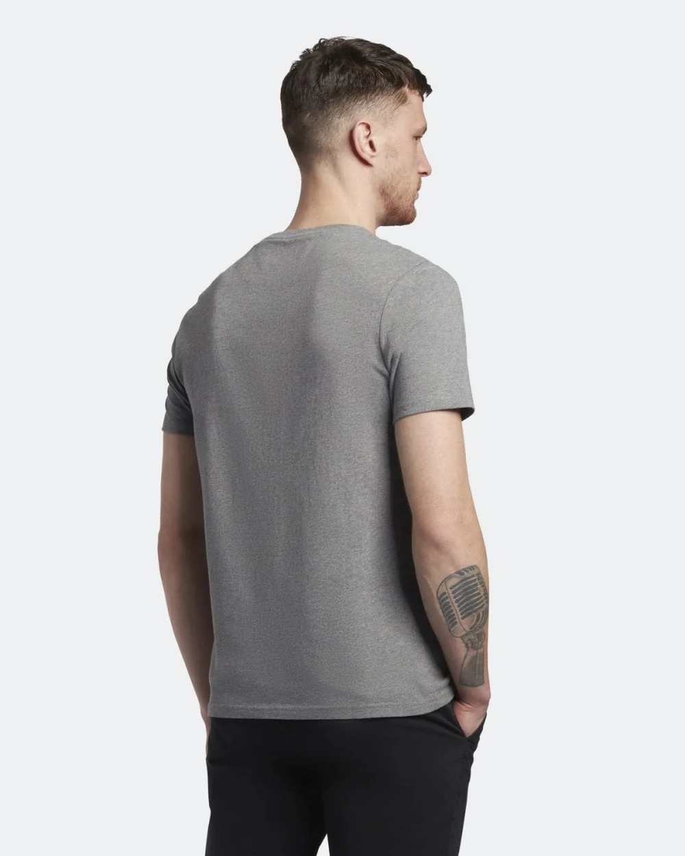Lyle & Scott Plain Mens T-Shirt - T28 Mid Grey Marl - Image 3