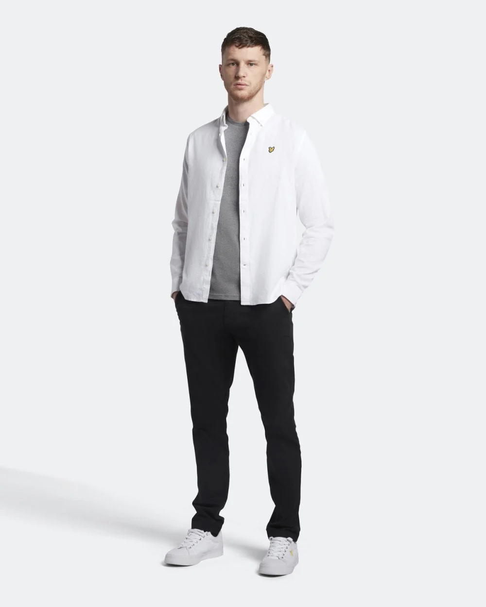 Lyle & Scott Plain Mens T-Shirt - T28 Mid Grey Marl - Image 4