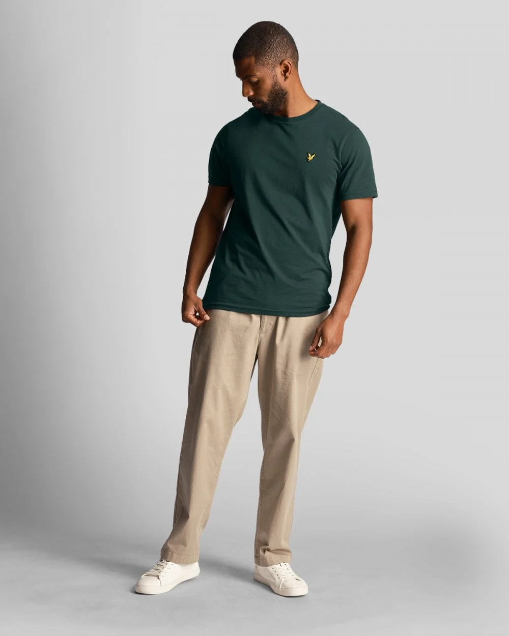 Lyle & Scott Plain Mens T-Shirt - W486 Dark Green - Image 3