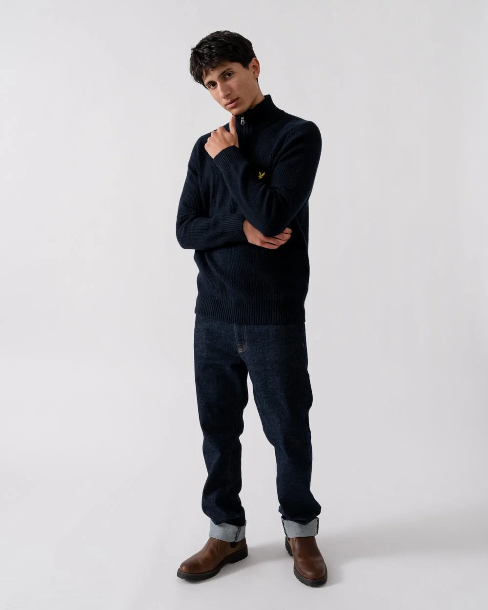 Lyle & Scott Shaker Stitch Mens Quarter-Zip Jumper - Image 3