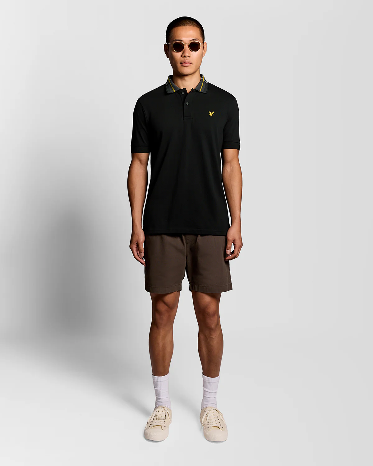 Lyle & Scott Tartan Collar Mens Polo Shirt - Z865 Jet Black - Image 3