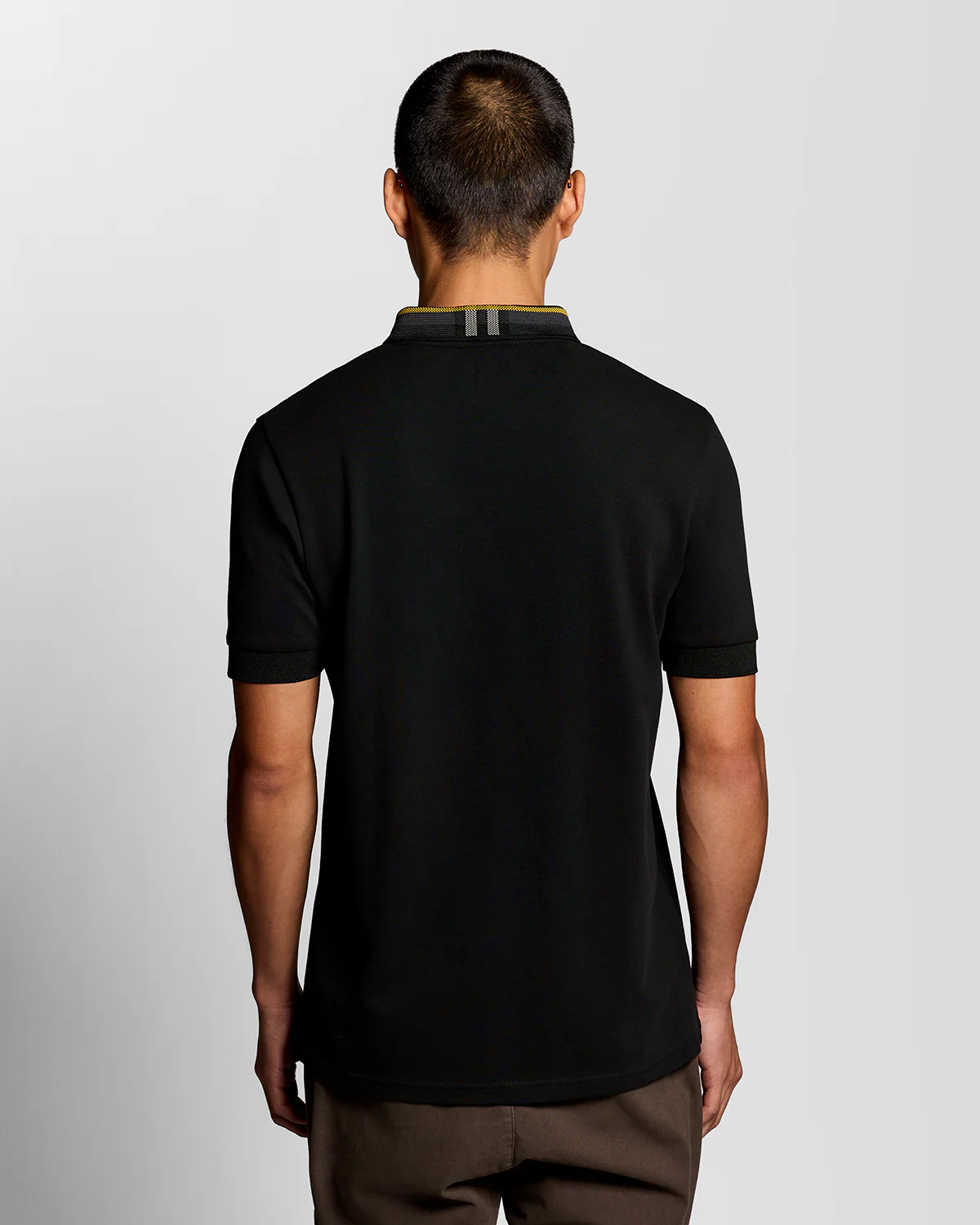 Lyle & Scott Tartan Collar Mens Polo Shirt - Z865 Jet Black - Image 5