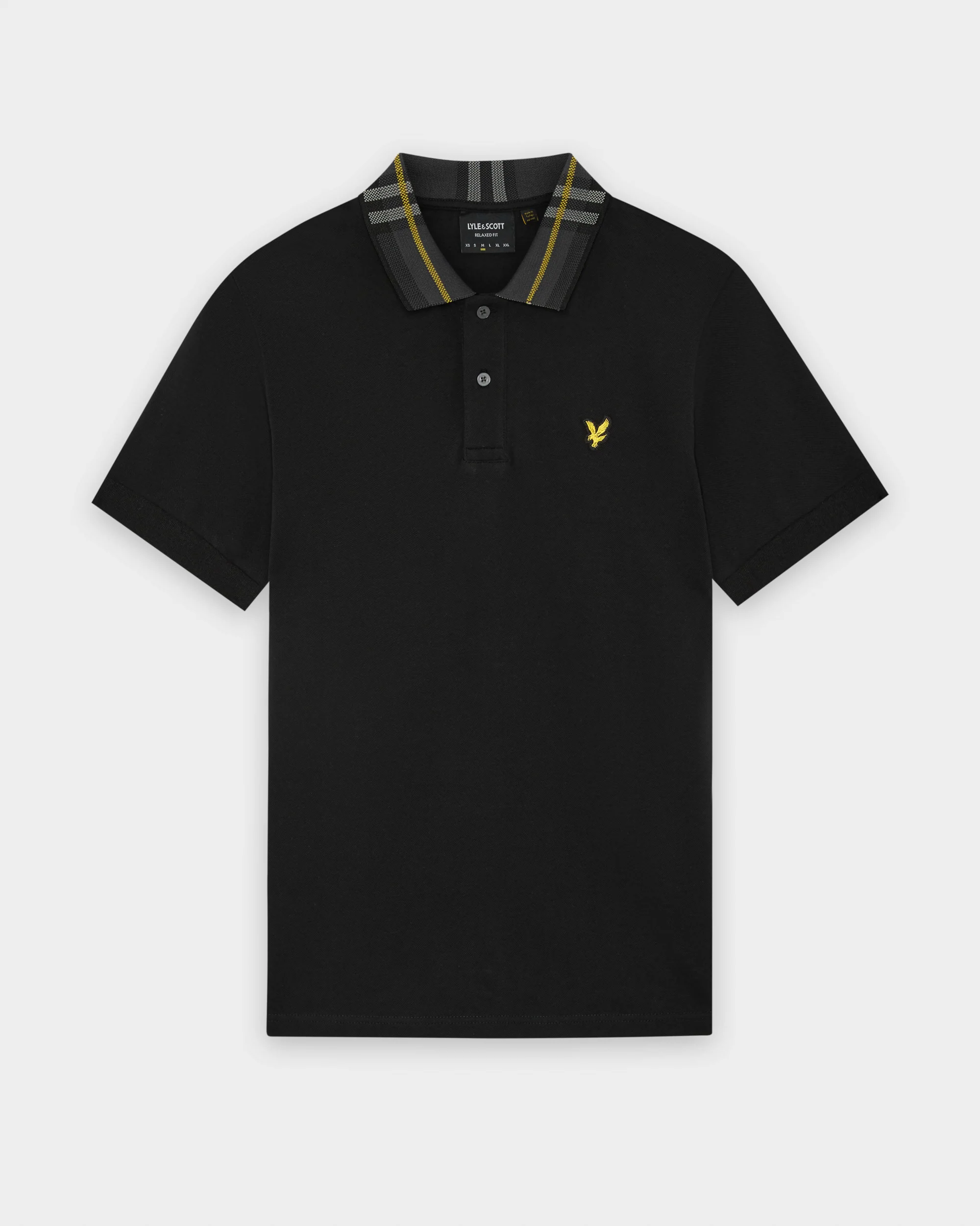 Lyle & Scott Tartan Collar Mens Polo Shirt - Z865 Jet Black - Image 6