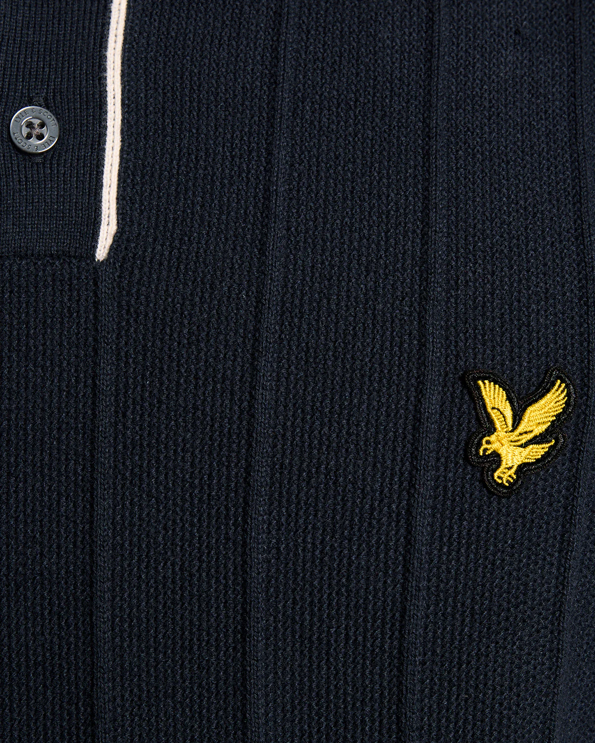 Lyle & Scott Tipped Pique Mens Knitted Polo - Z271 Dark Navy - Image 5