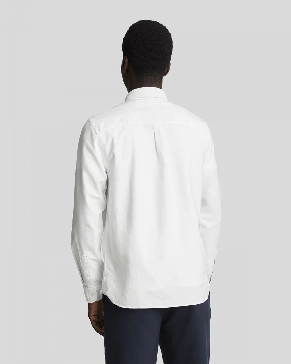 Lyle & Scott Tonal Eagle Mens Plain Oxford Shirt - 626 White - Image 4