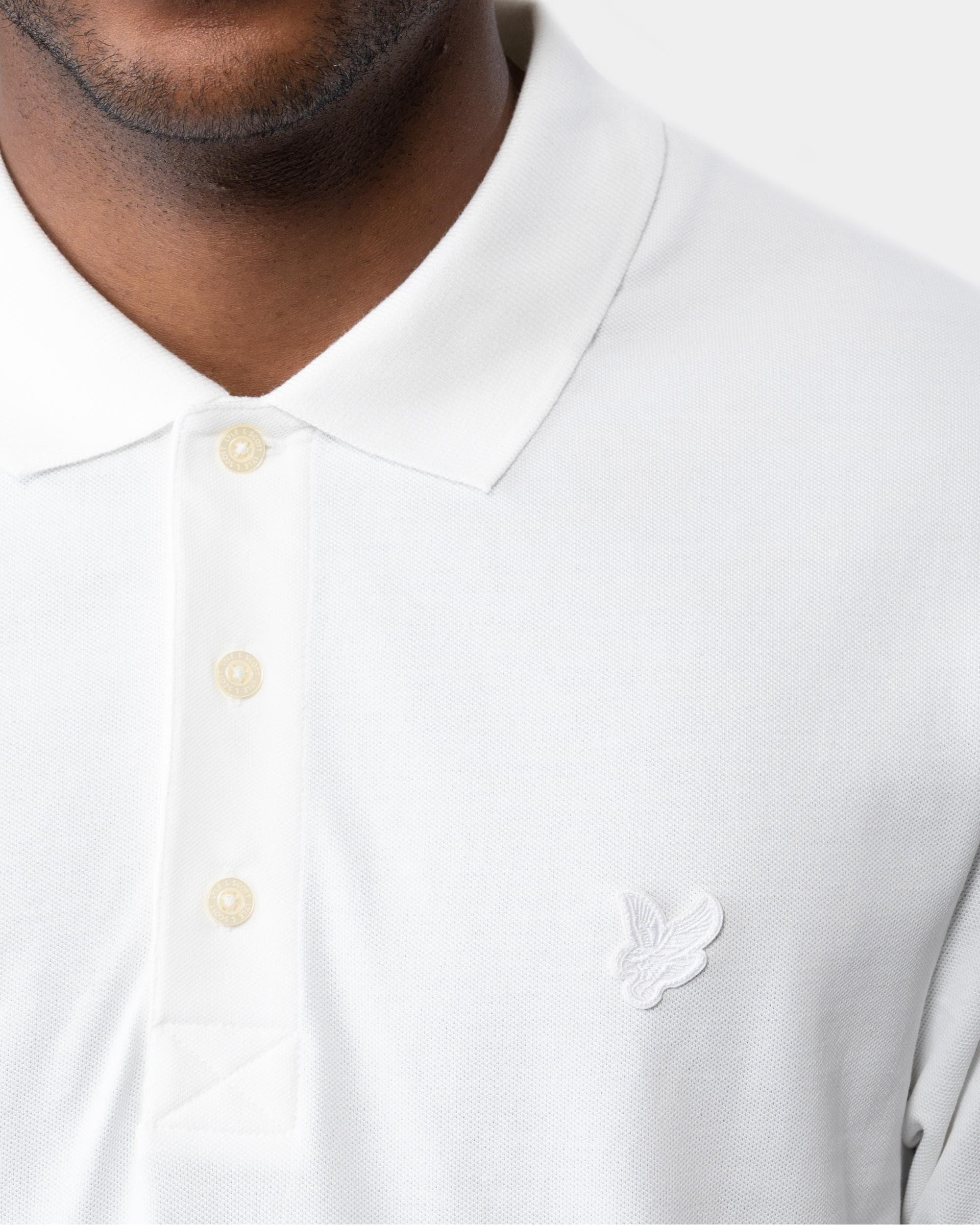 Lyle & Scott Tonal Eagle Mens Polo Shirt - 626 White - Image 2