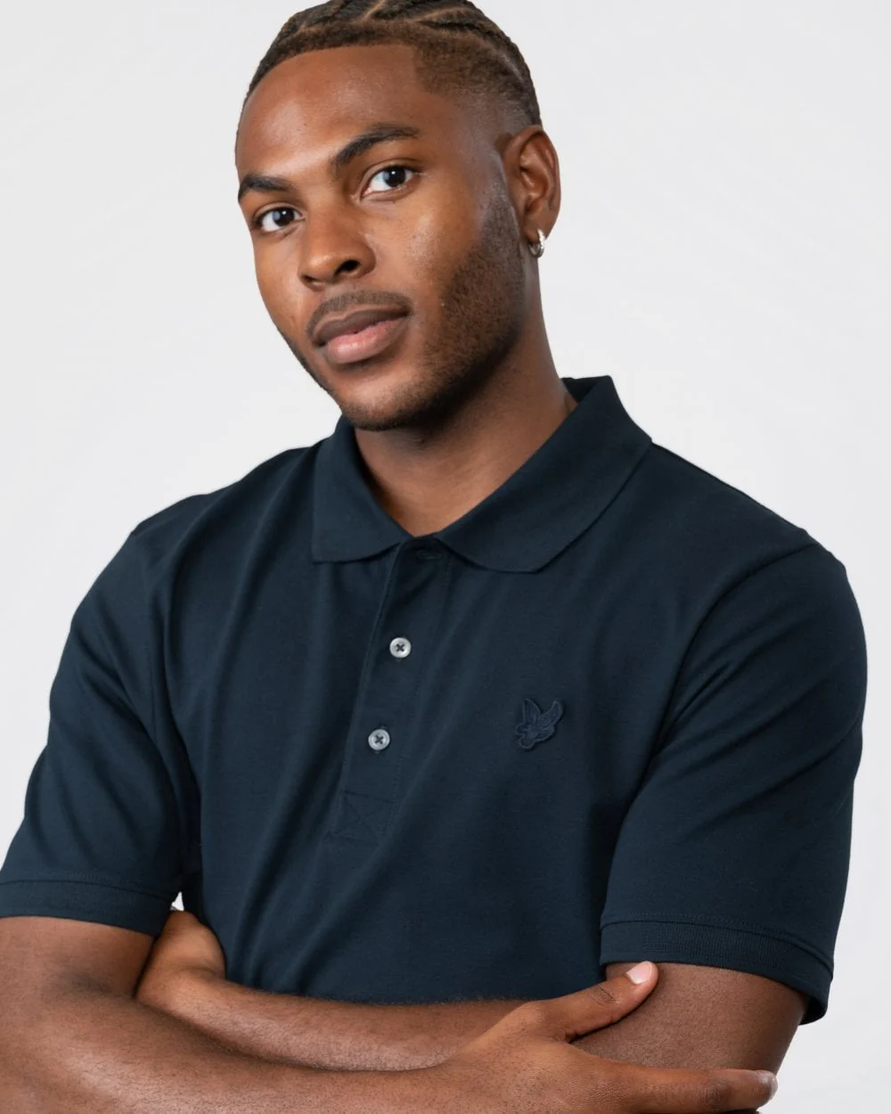 Lyle & Scott Tonal Eagle Mens Polo Shirt - Z271 Dark Navy - Image 2