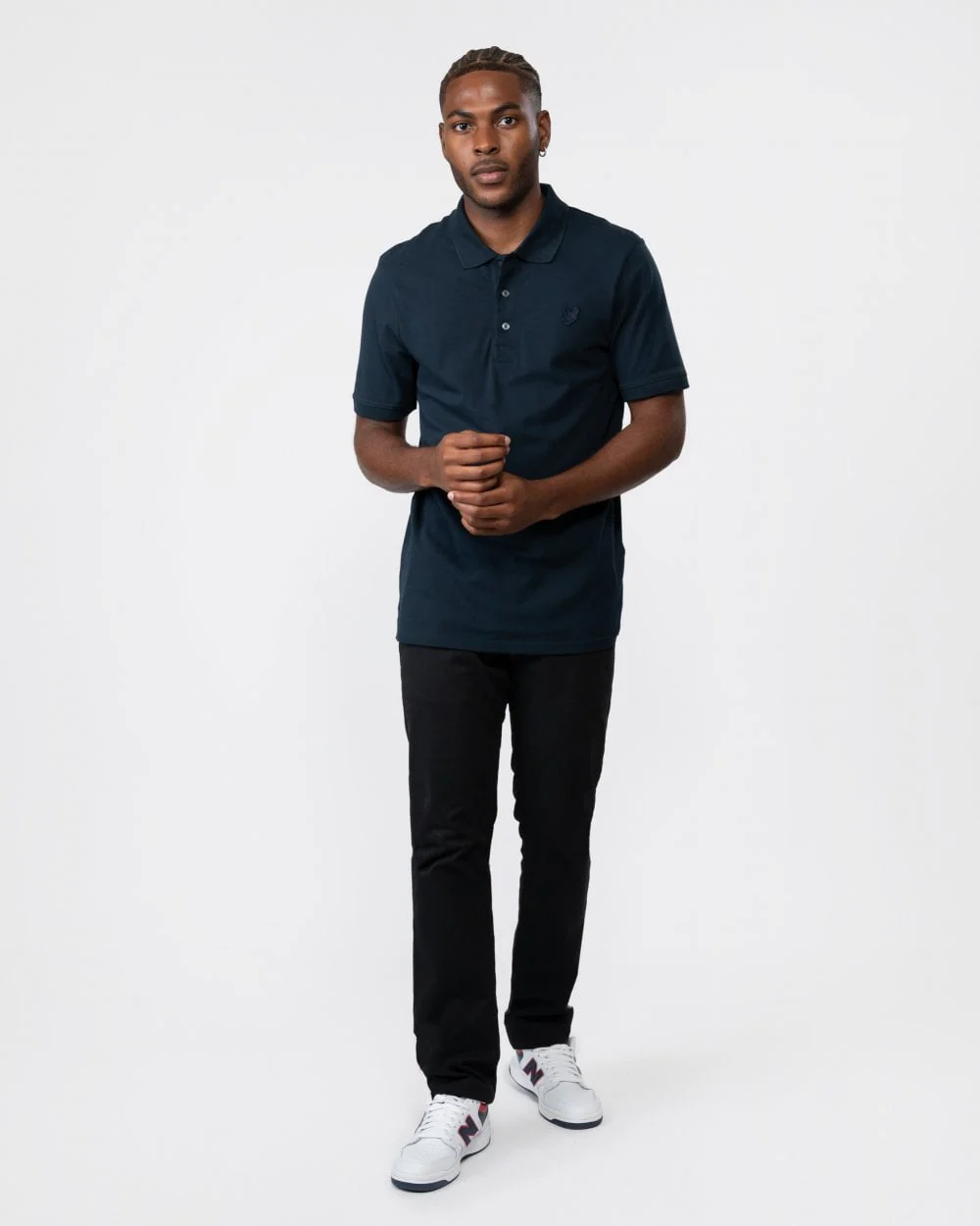 Lyle & Scott Tonal Eagle Mens Polo Shirt - Z271 Dark Navy - Image 3