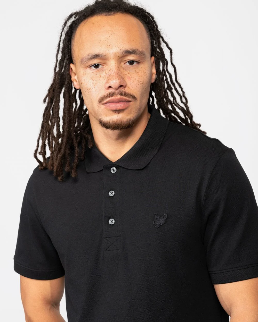 Lyle & Scott Tonal Eagle Mens Polo Shirt - Z865 Jet Black - Image 2