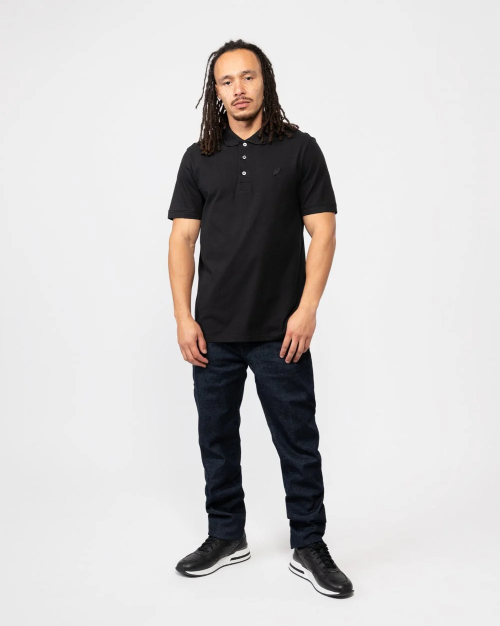Lyle & Scott Tonal Eagle Mens Polo Shirt - Z865 Jet Black - Image 3