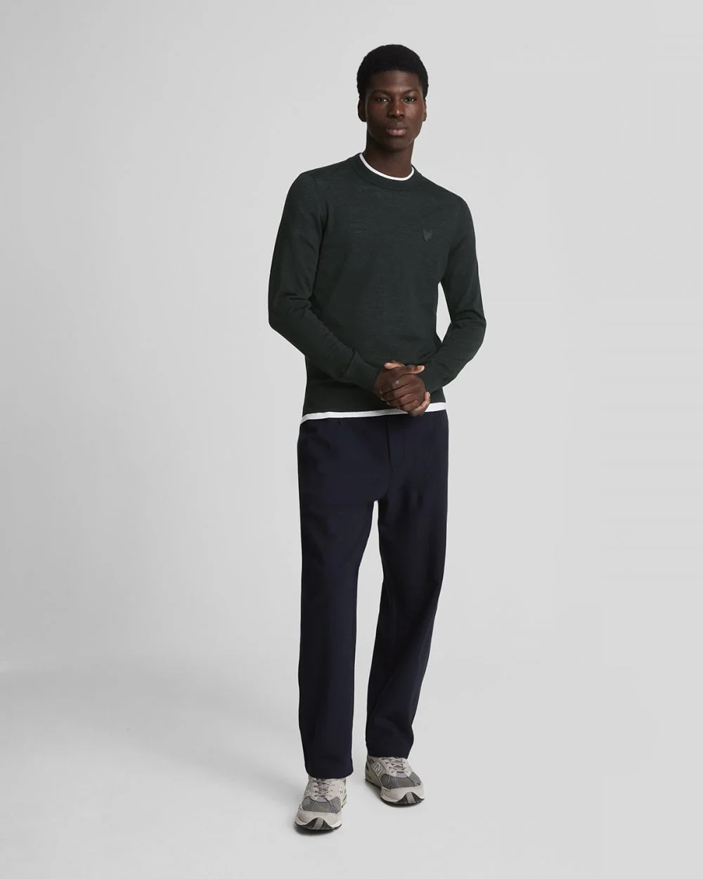 Lyle & Scott Tonal Eagle Merino Mens Crew Neck Jumper - Z865 Jet Black - Image 3