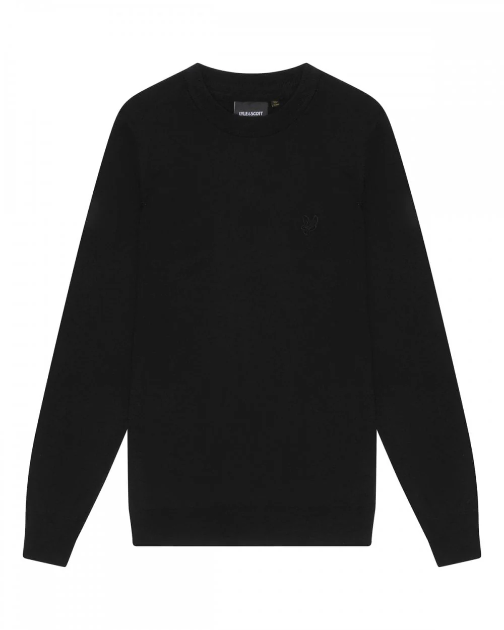 Lyle & Scott Tonal Eagle Merino Mens Crew Neck Jumper - Z865 Jet Black - Image 5