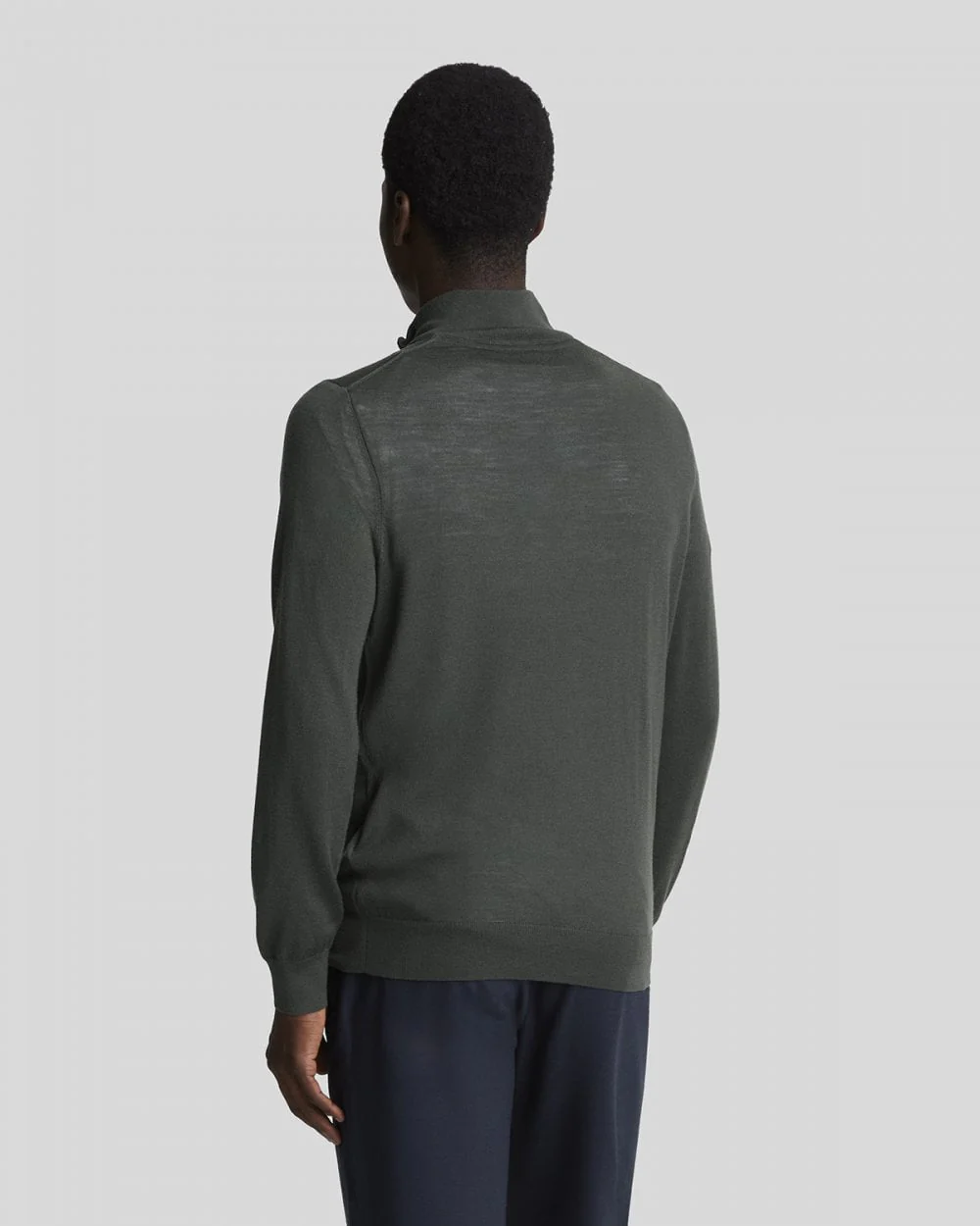 Lyle & Scott Tonal Eagle Merino Mens Quarter-Zip Jumper - W635 Gunmetal - Image 4
