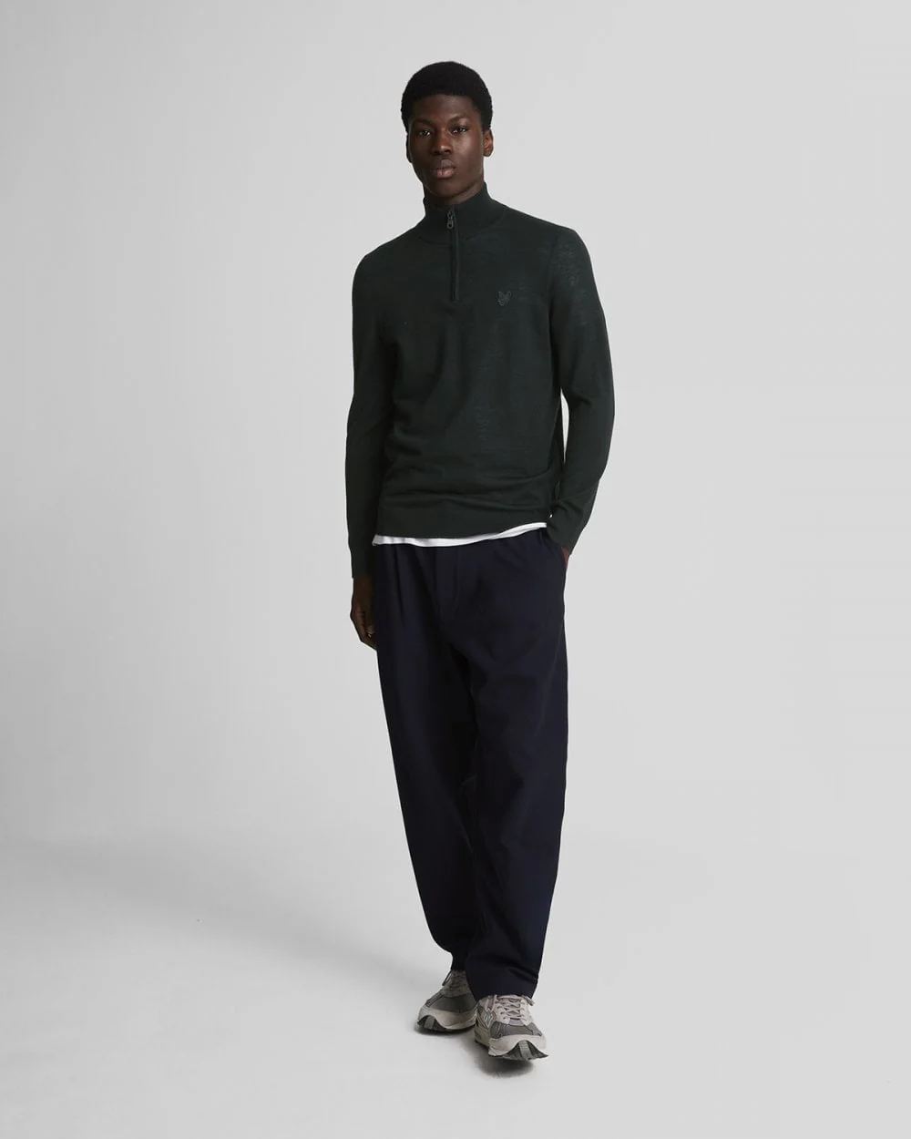 Lyle & Scott Tonal Eagle Merino Mens Quarter-Zip Jumper - Z865 Jet Black - Image 3