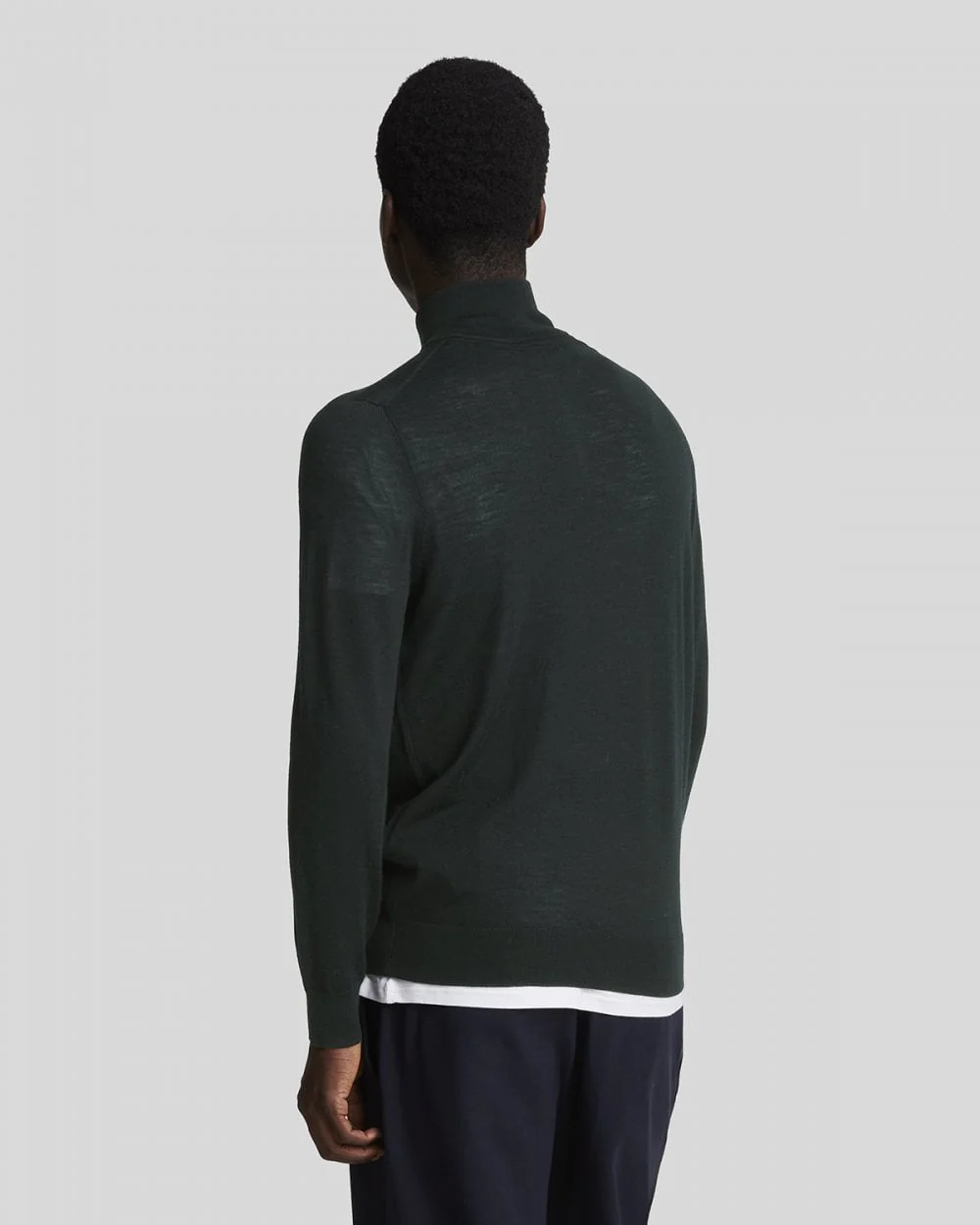 Lyle & Scott Tonal Eagle Merino Mens Quarter-Zip Jumper - Z865 Jet Black - Image 4