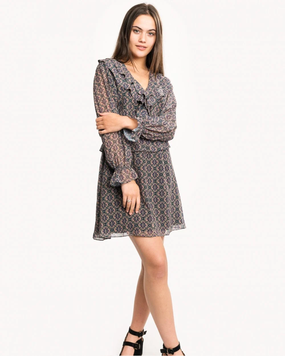 Maison Scotch Long Sleeve Ruffle Detailed Womens Dress - Image 2