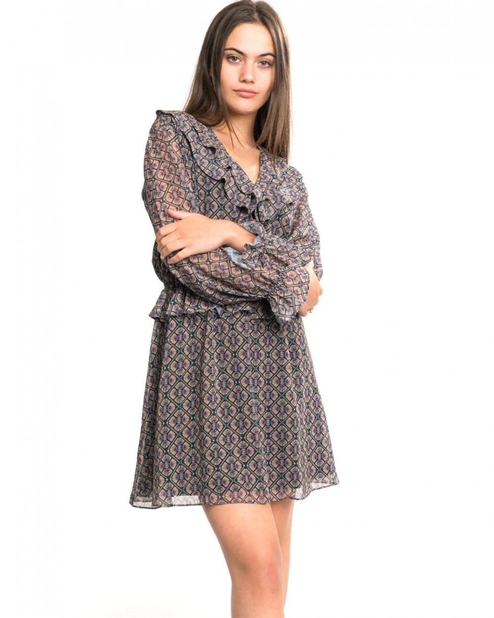Maison Scotch Long Sleeve Ruffle Detailed Womens Dress - Image 3