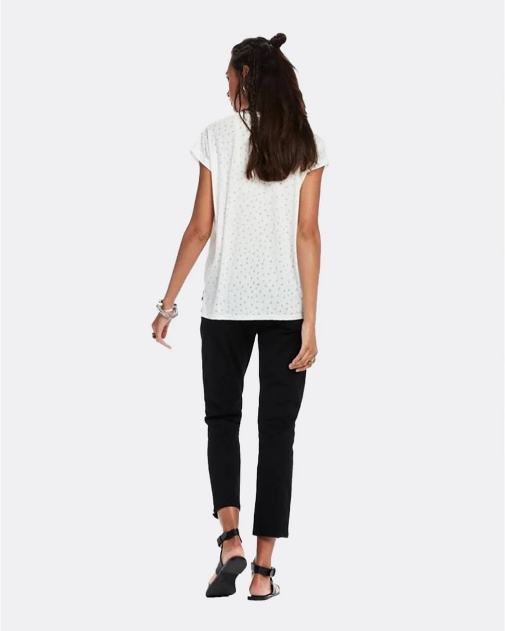 Maison Scotch Relaxed Fit Short Sleeve Burnout Womens Tee - White - Image 3