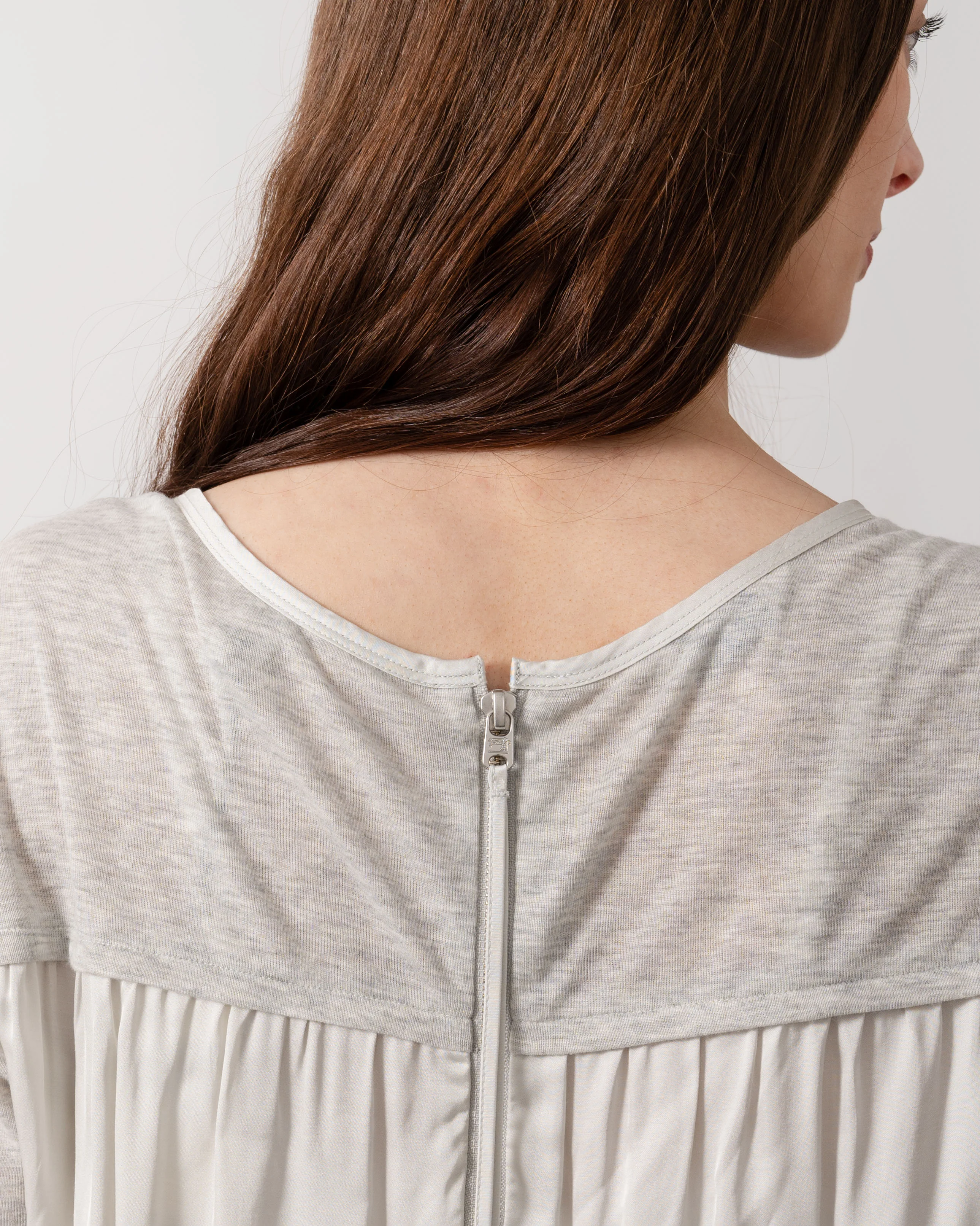 Maison Scotch S/S Zip Closure Womens Top - Grey Melange - Image 3