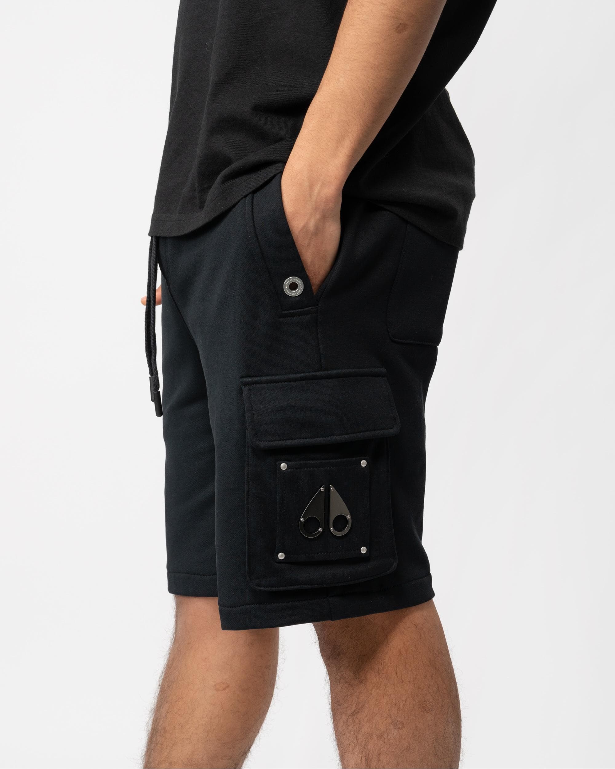 Moose Knuckles Hartsfield Mens Cargo Shorts - Black 292 - Image 4