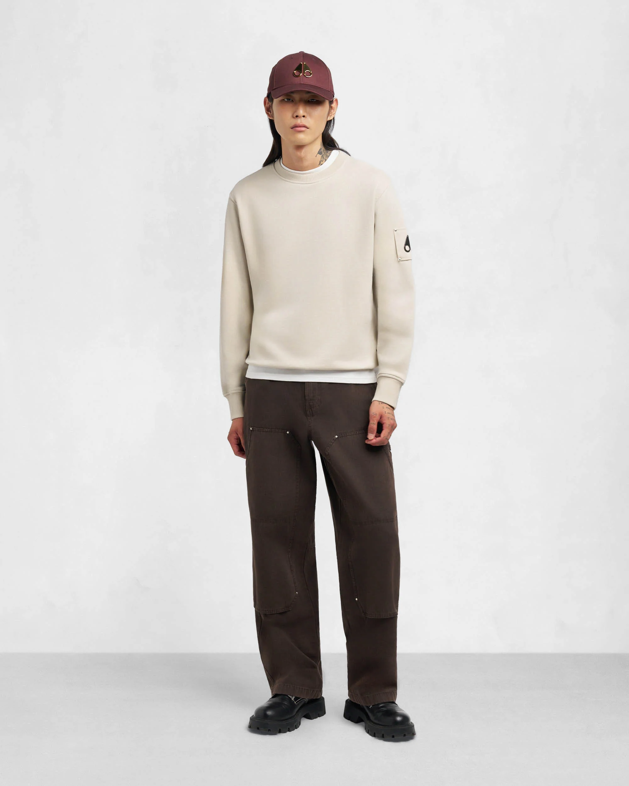 Moose Knuckles Hartsfield Mens Crew Neck Sweatshirt - Alabaster 1705 - Image 2