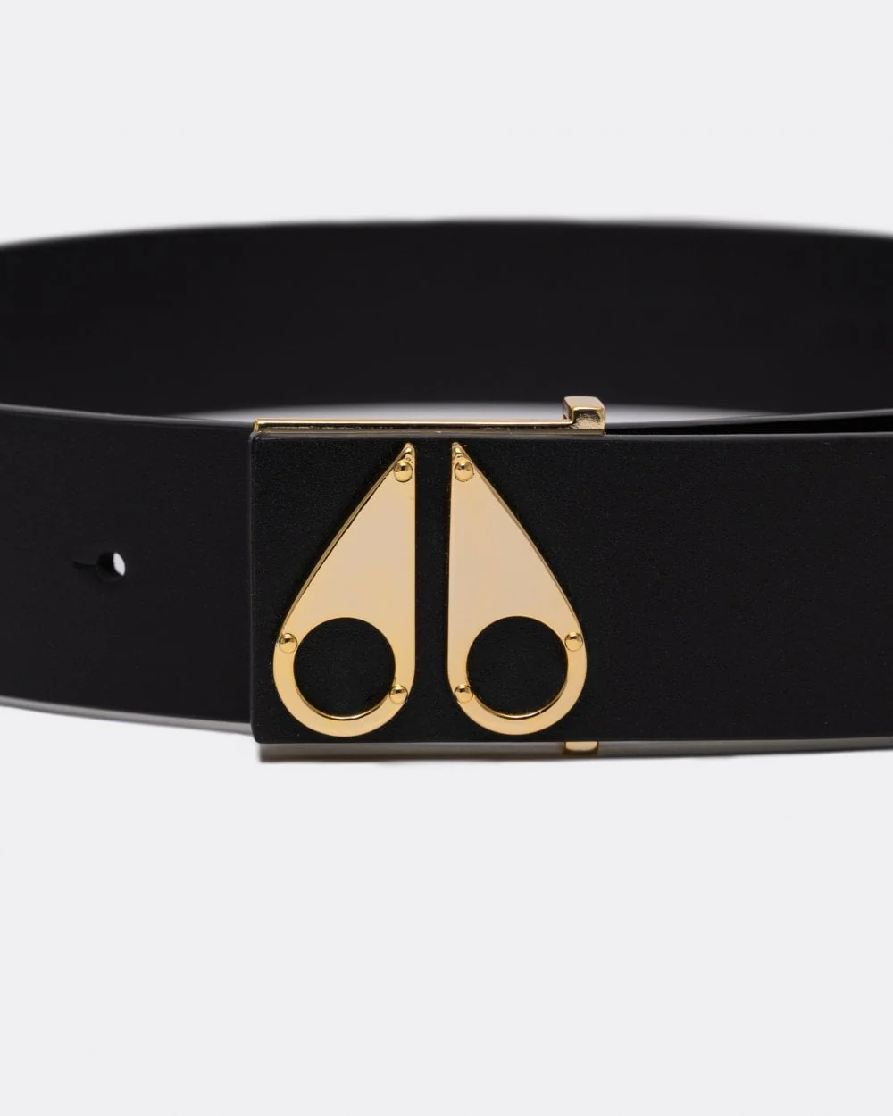 Moose Knuckles Mens Gold Logo Icon Belt - Image 3