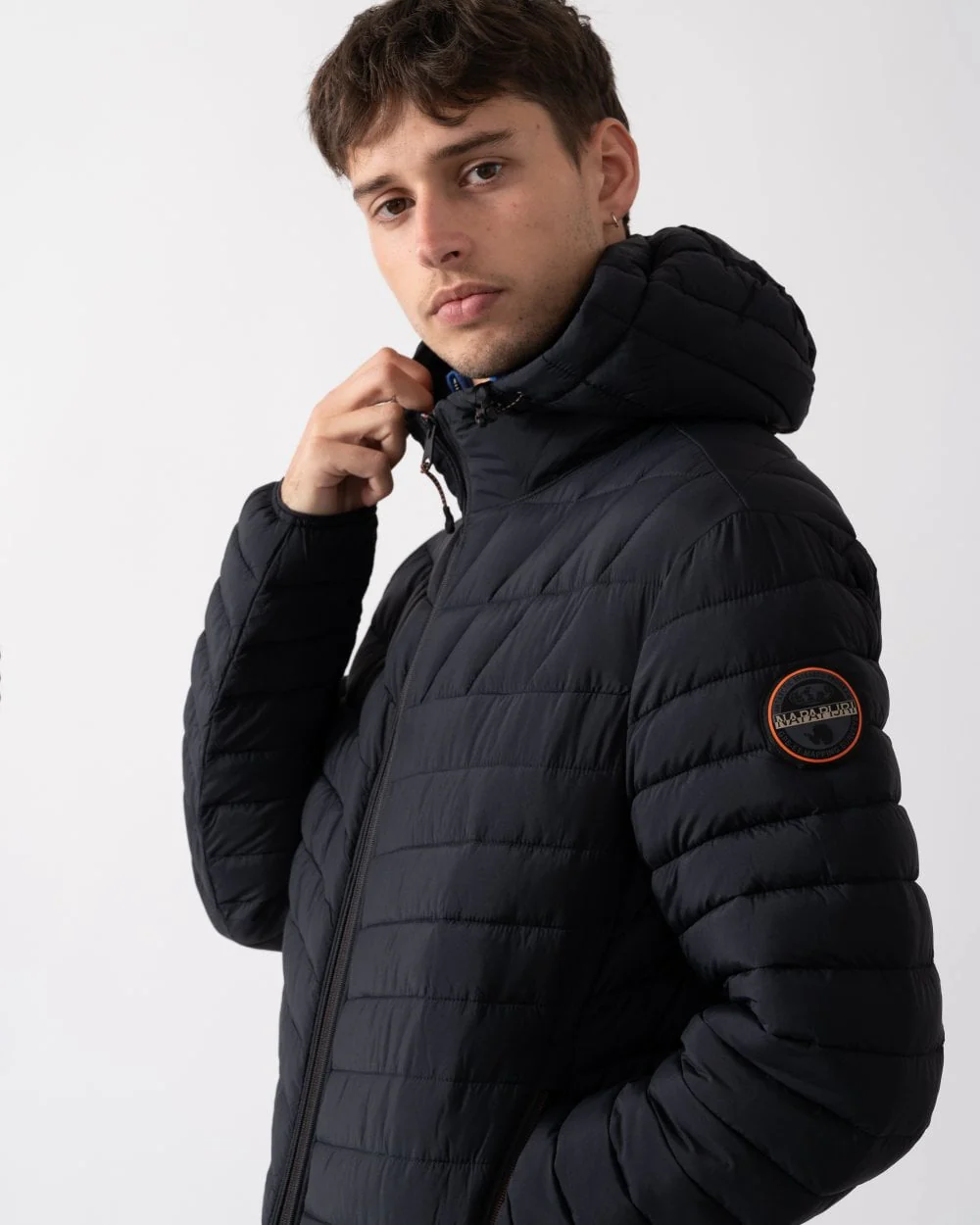 Napapijri A-Lapaz Mens Hooded Puffer Jacket - Black 041 - Image 3