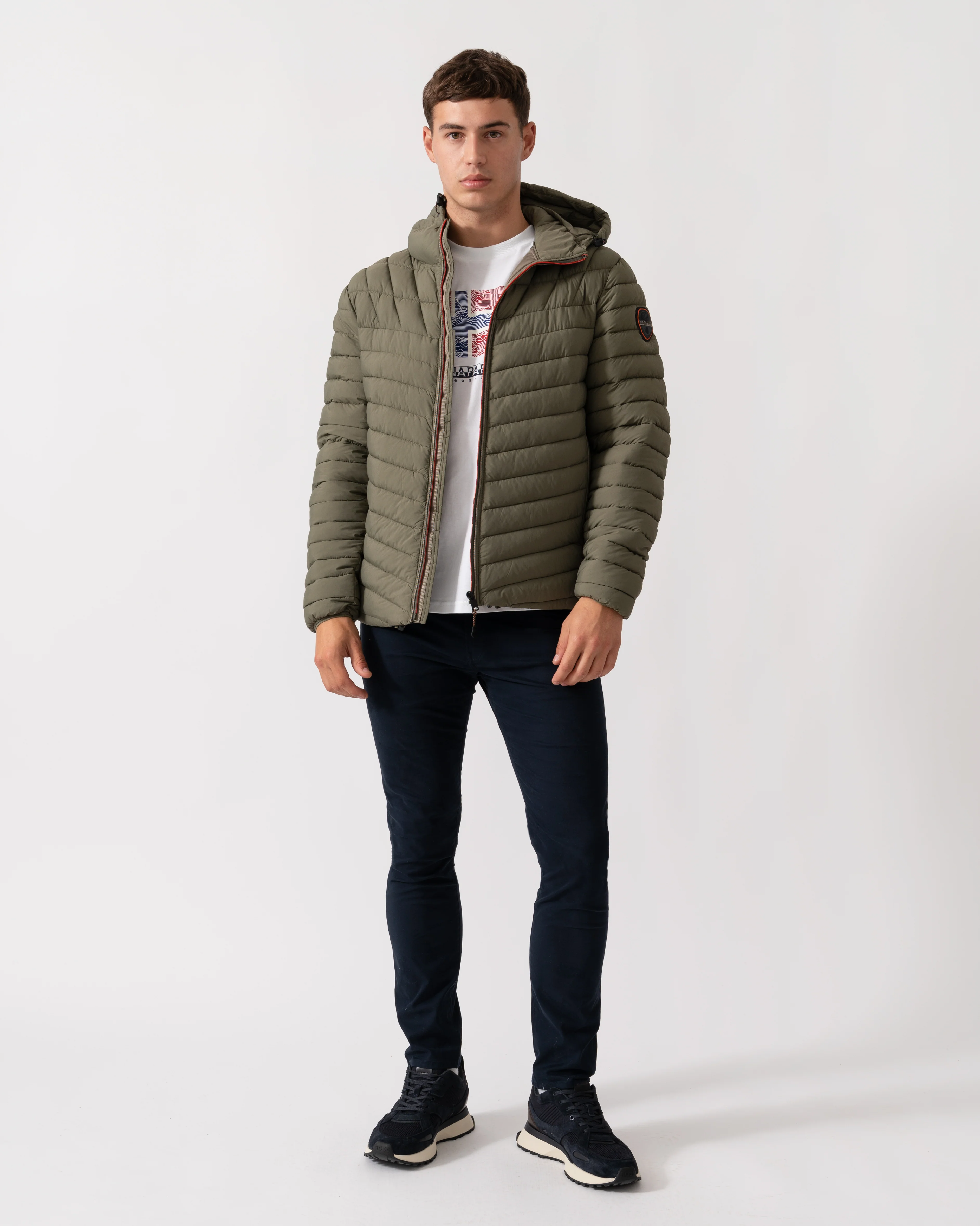 Napapijri A-Lapaz Mens Hooded Puffer Jacket - Tea Leaf G0A - Image 2