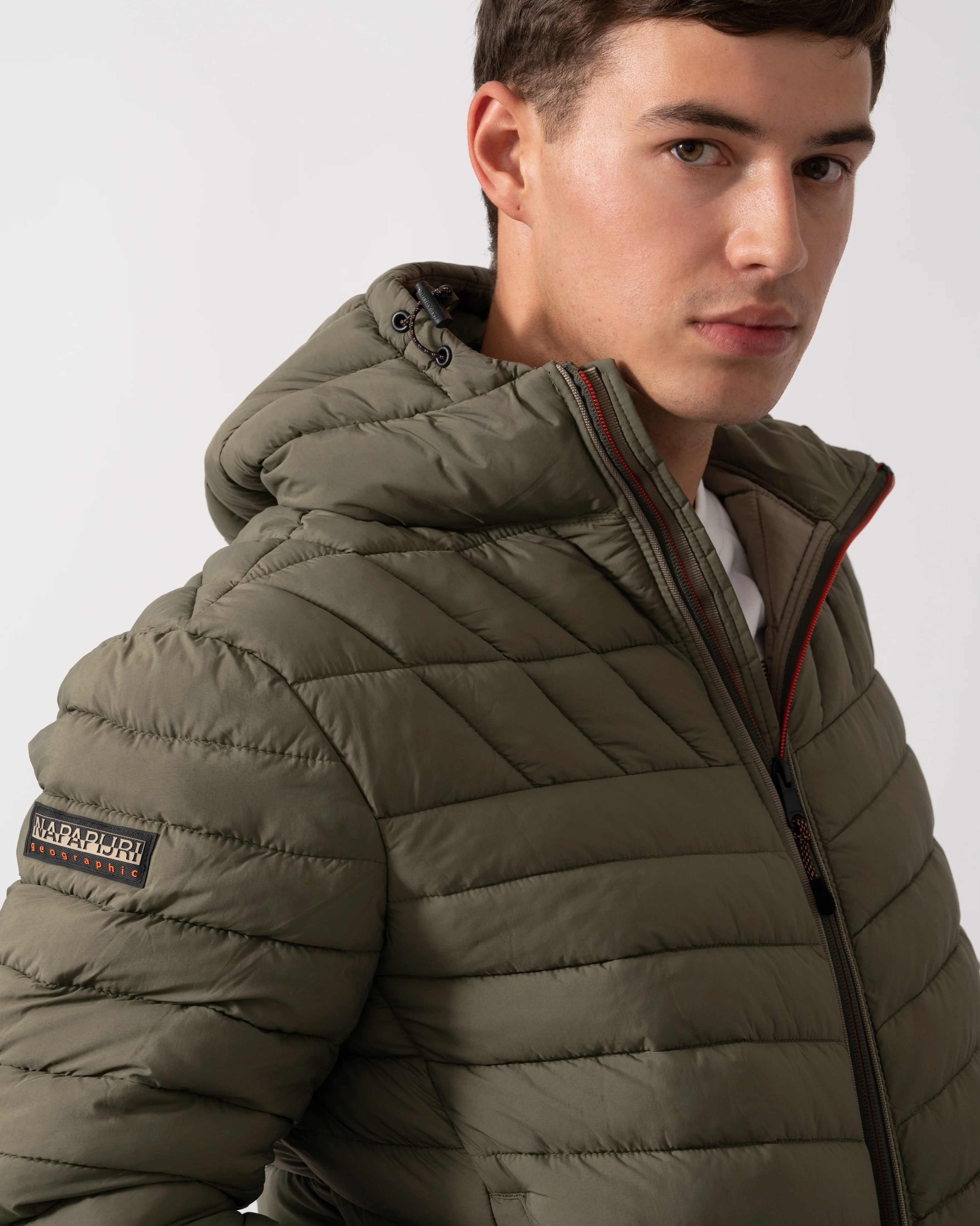 Napapijri A-Lapaz Mens Hooded Puffer Jacket - Tea Leaf G0A - Image 3
