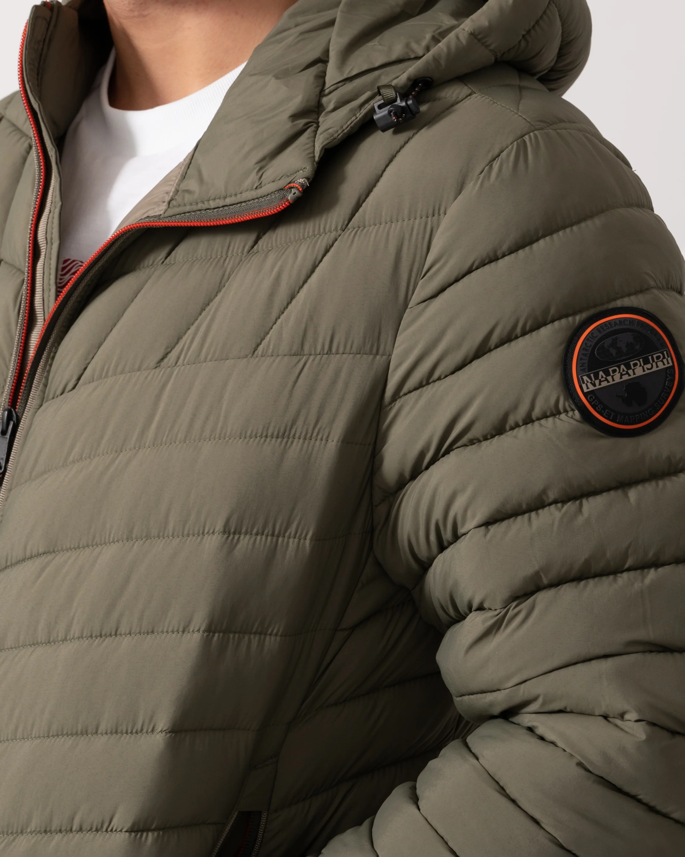 Napapijri A-Lapaz Mens Hooded Puffer Jacket - Tea Leaf G0A - Image 4