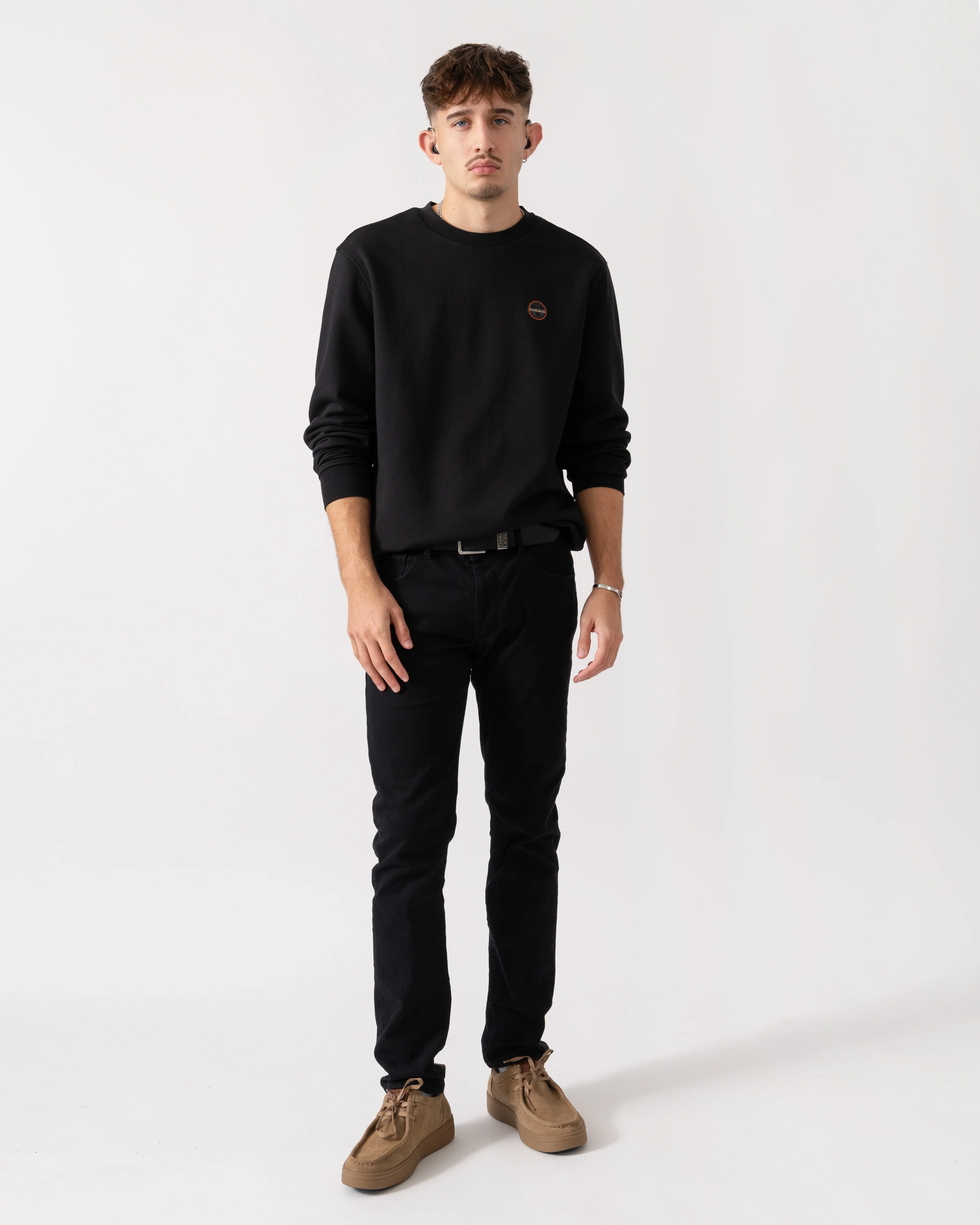 Napapijri Badge Mens Crew Neck Sweatshirt - Black Beauty 941 - Image 2