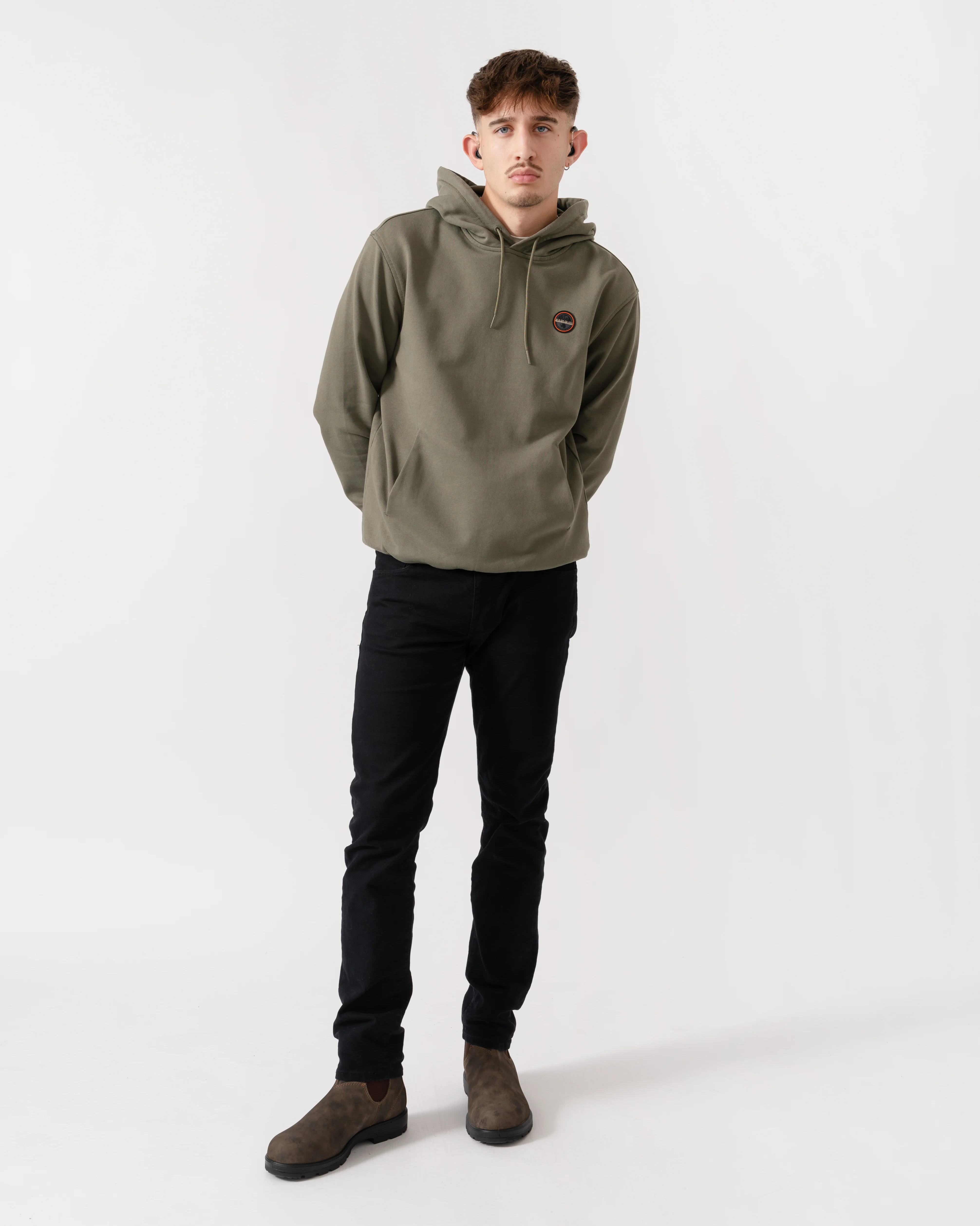 Napapijri Badge Mens Hoodie - Tea Leaf G0A - Image 2