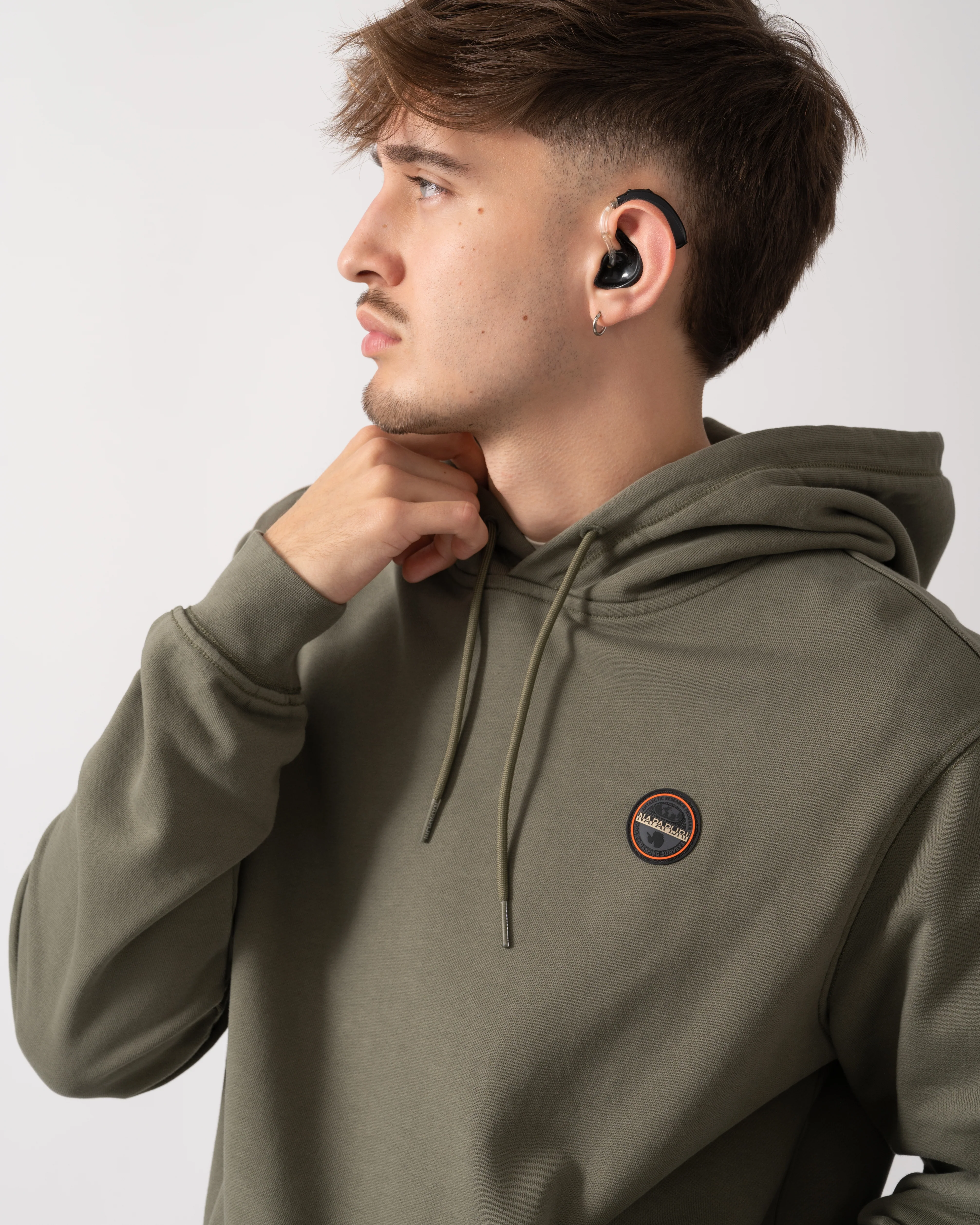 Napapijri Badge Mens Hoodie - Tea Leaf G0A - Image 3