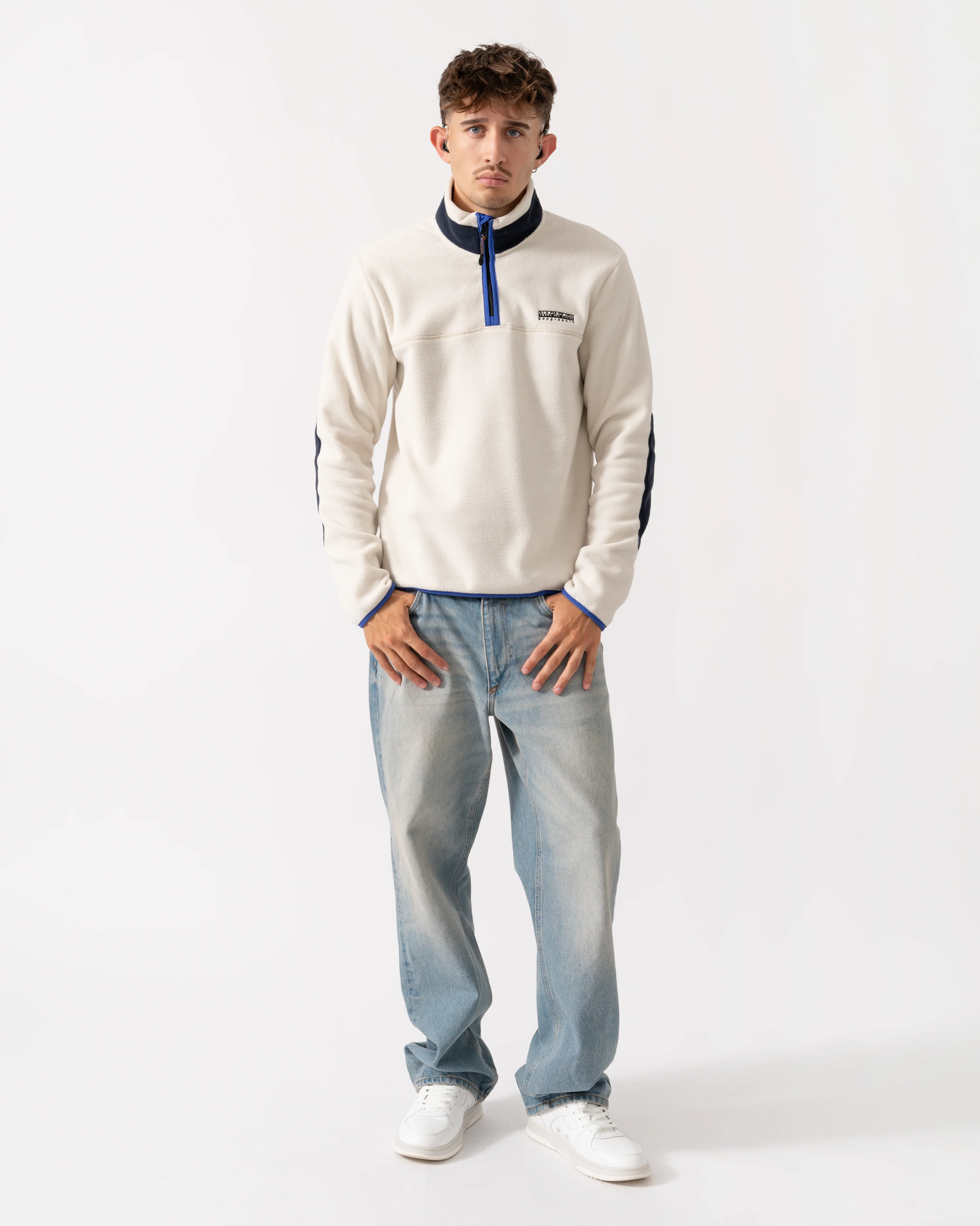 Napapijri Dergana Mens Half Zip Sweatshirt - Beige Dimity N1J - Image 2