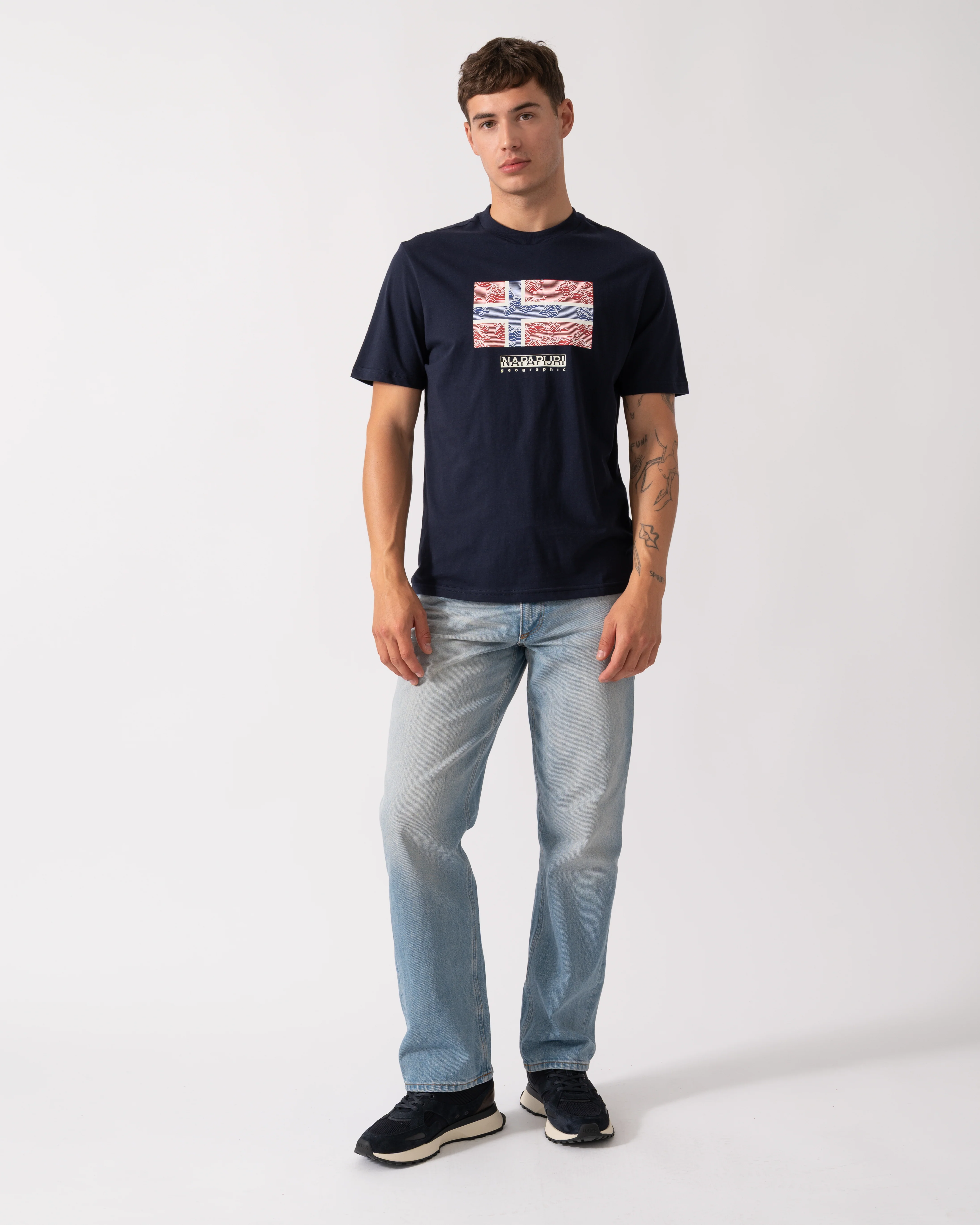 Napapijri Drapeau Mens Short Sleeve T-Shirt - Blue Marine 176 - Image 2