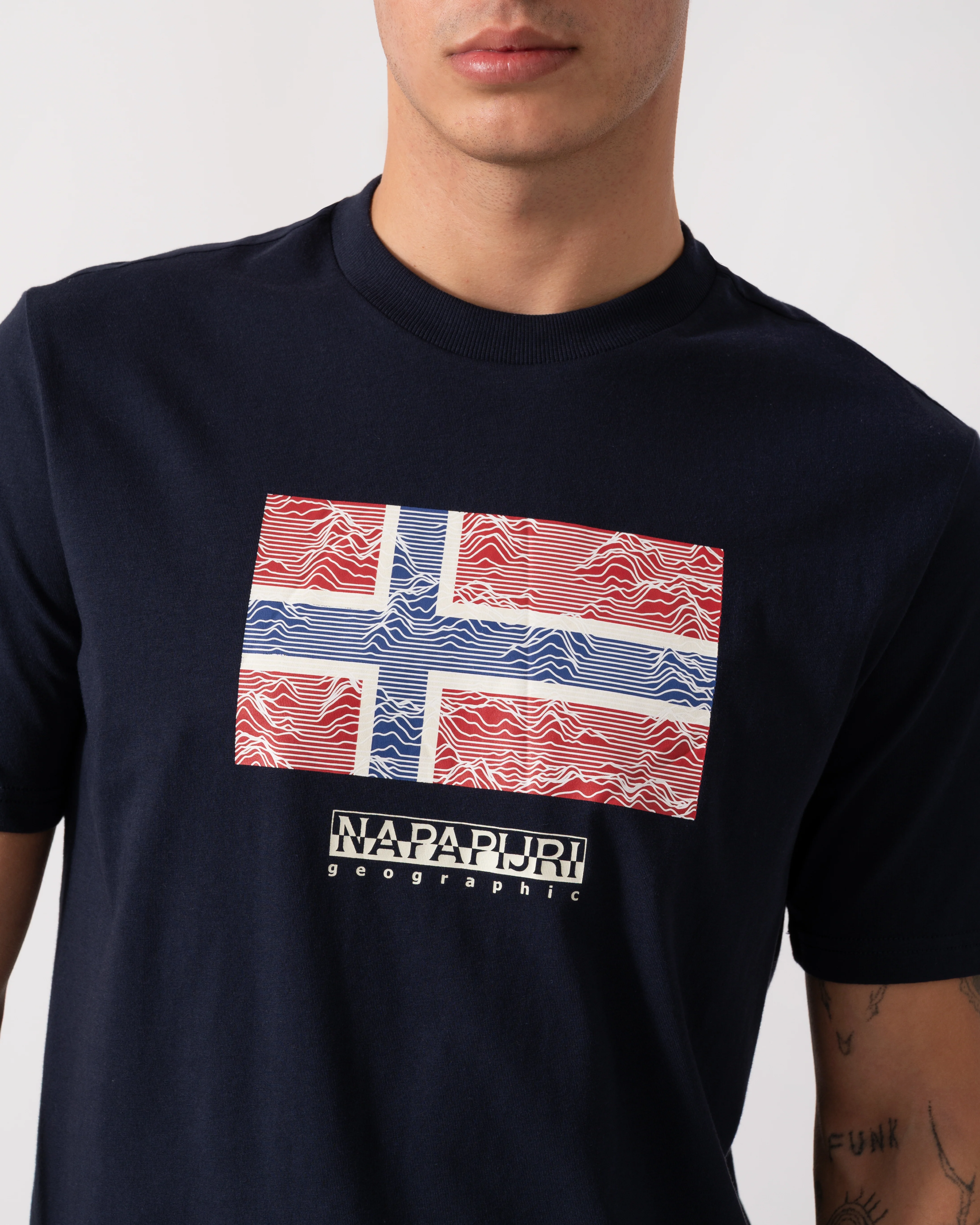 Napapijri Drapeau Mens Short Sleeve T-Shirt - Blue Marine 176 - Image 3